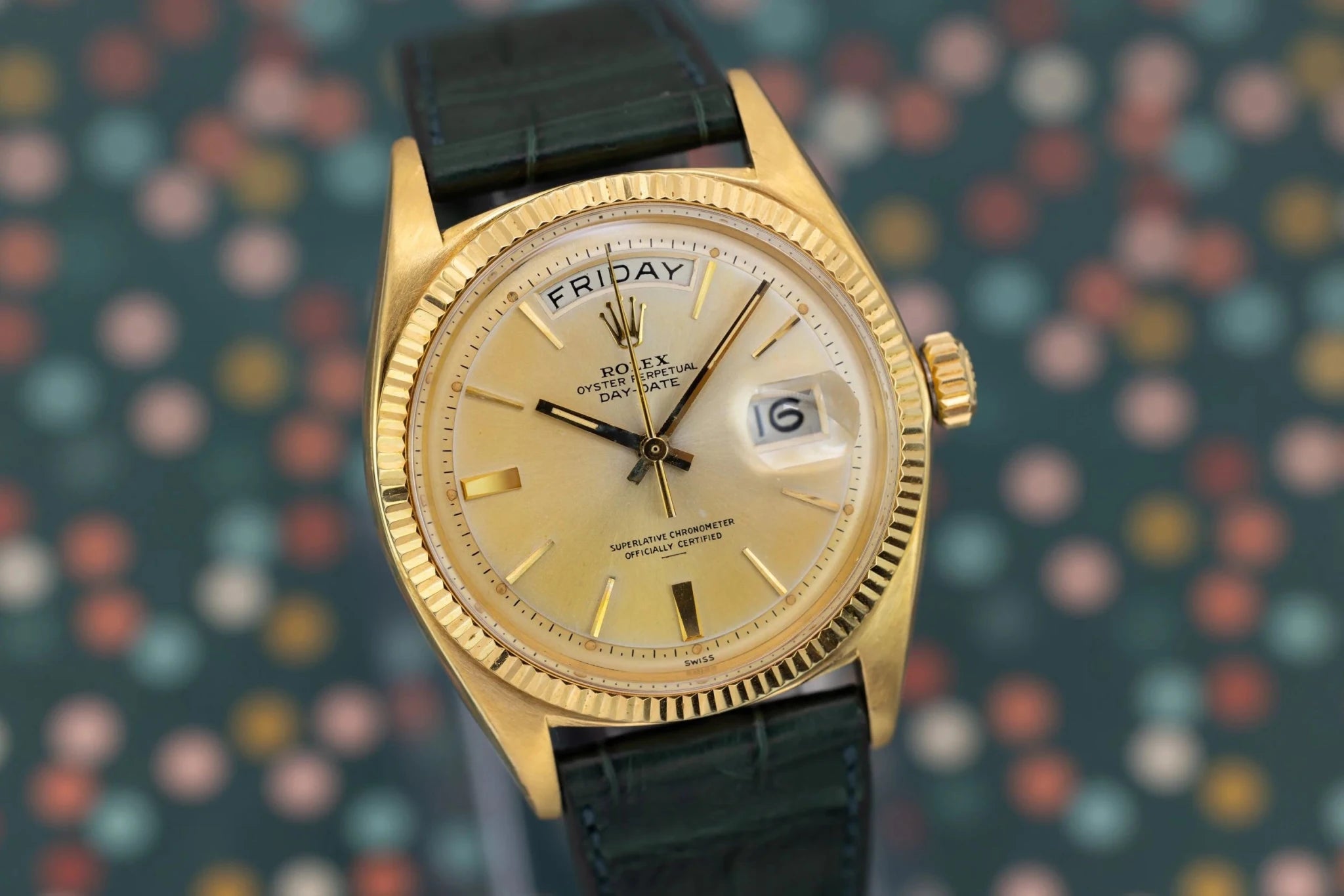 1960 Rolex Day-Date Ref. 1803 | 18K Yellow Gold | Silver Doorstop Underline Dial - Sierra Time Co