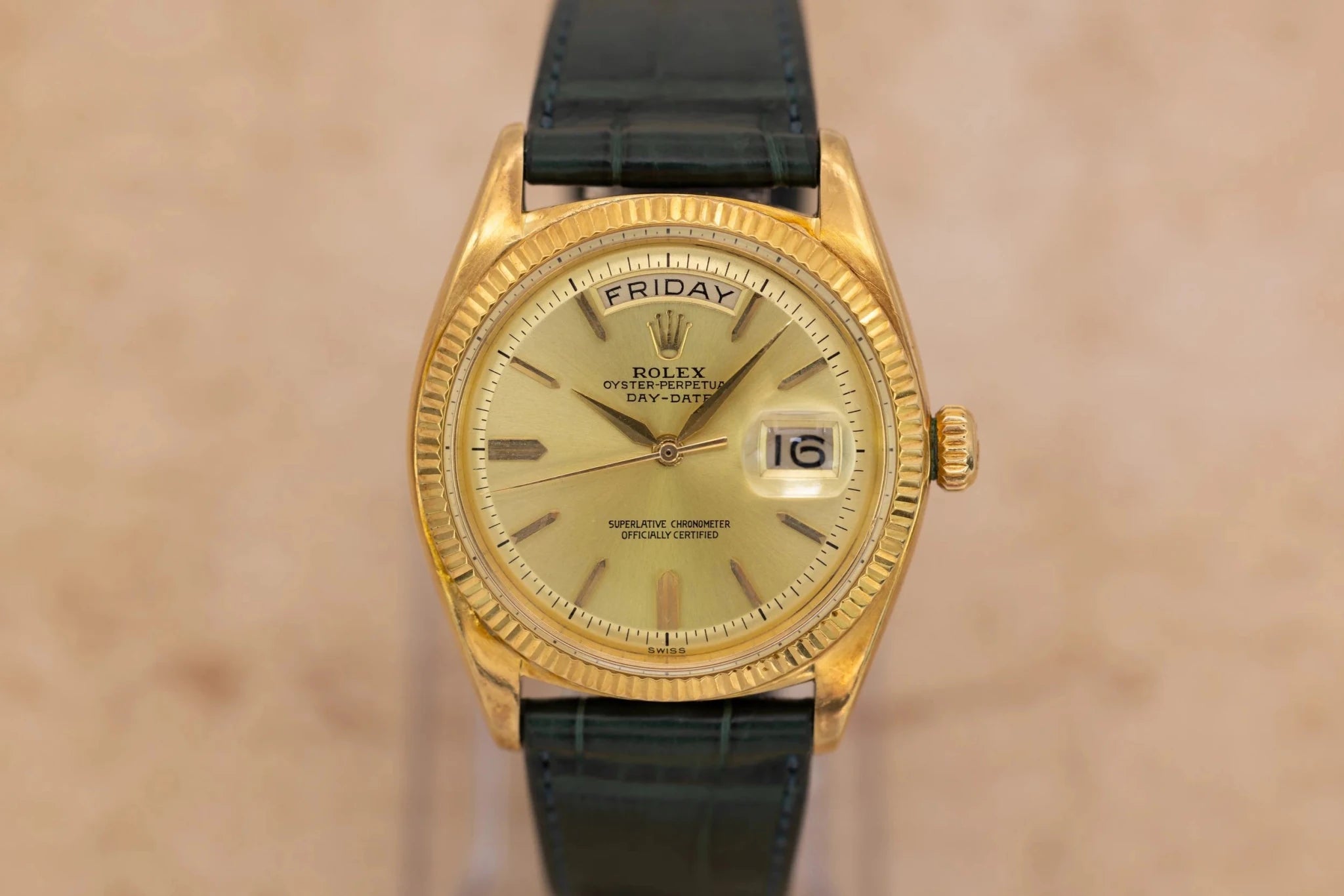 1961 Rolex Day-Date Ref. 1803 | Champagne Non-Lume Dial | Early Fine-Flute Bezel | Alpha Hands - Sierra Time Co