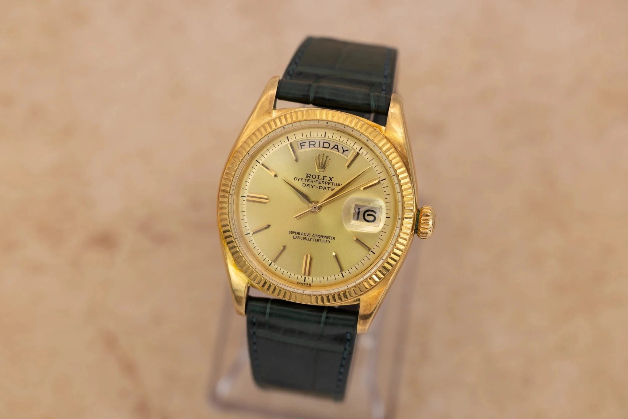 1961 Rolex Day-Date Ref. 1803 | Champagne Non-Lume Dial | Early Fine-Flute Bezel | Alpha Hands - Sierra Time Co