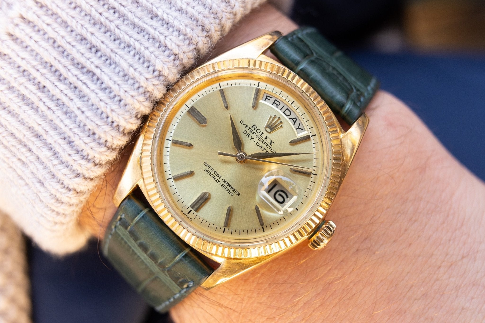 1961 Rolex Day-Date Ref. 1803 | Champagne Non-Lume Dial | Early Fine-Flute Bezel | Alpha Hands - Sierra Time Co
