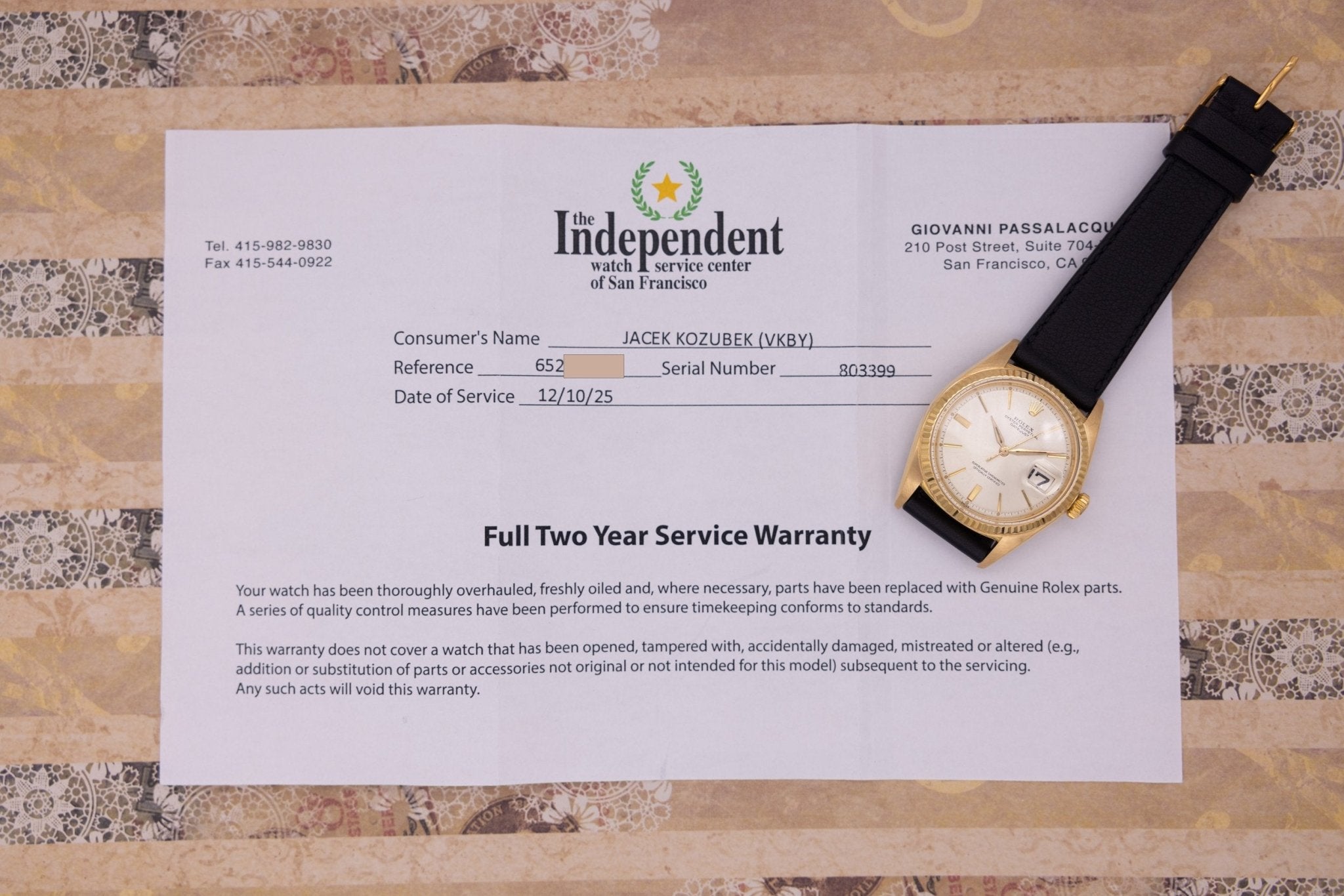 1962 Rolex Datejust Ref. 1601 | 18K YG | Silver Dial | Alpha Hands | Serviced - Sierra Time Co