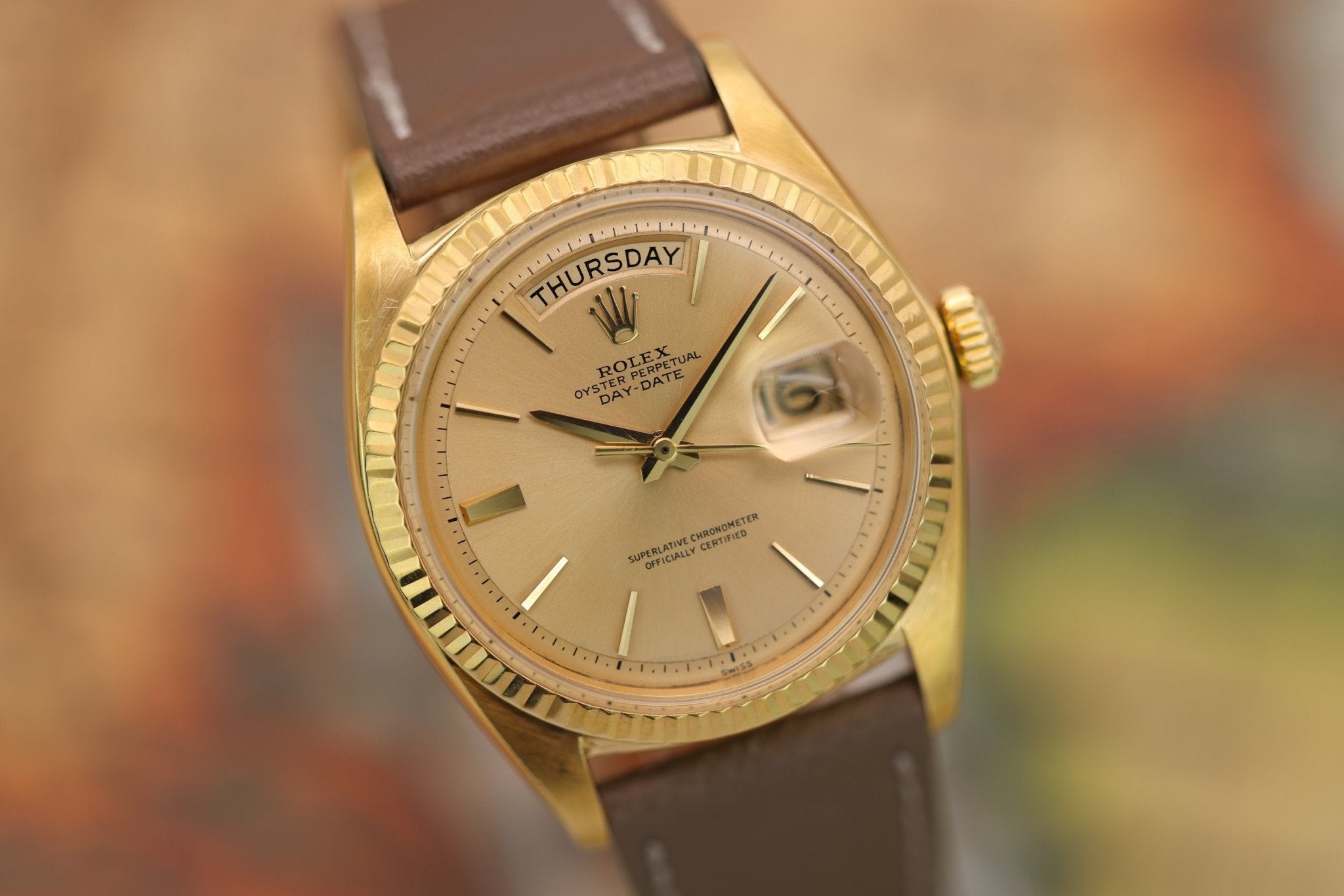 1963 Rolex Day-Date Ref. 1803 | Champagne Dial | Sword Hands - Sierra Time Co