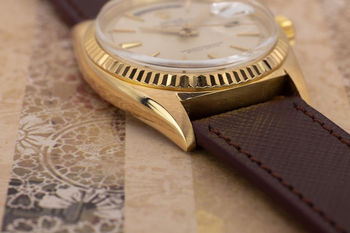 1964 Rolex Day-Date Ref. 1803 | 18K YG | Silver Door Stop Dial - Sierra Time Co