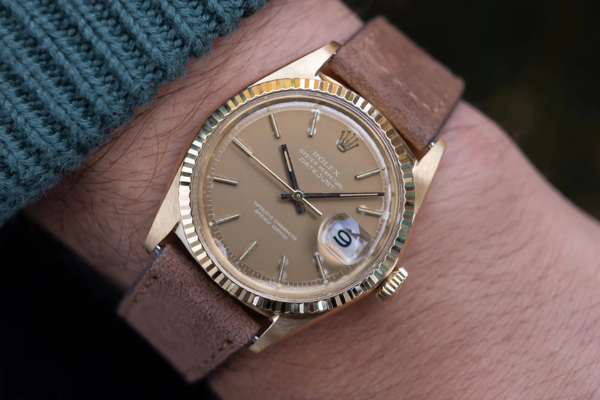 1966 Rolex Datejust Ref. 1601 | 18K Yellow Gold | Tropical Brown Dial - Sierra Time Co