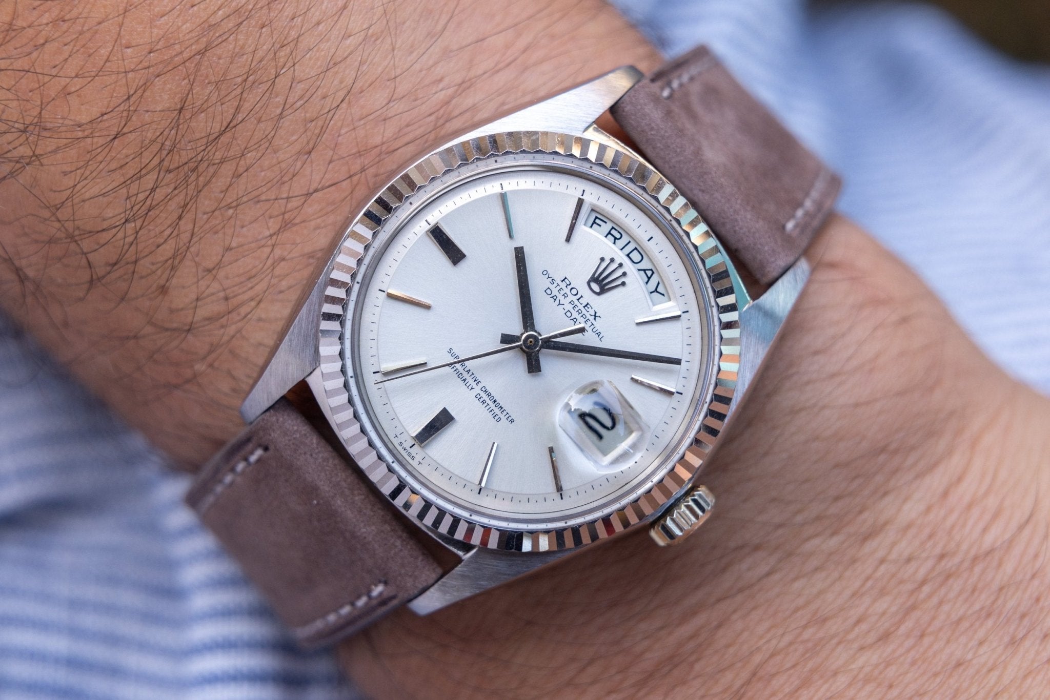 1967 Rolex Day-Date Ref. 1803 | 18K White Gold | Door Stop Dial - Sierra Time Co