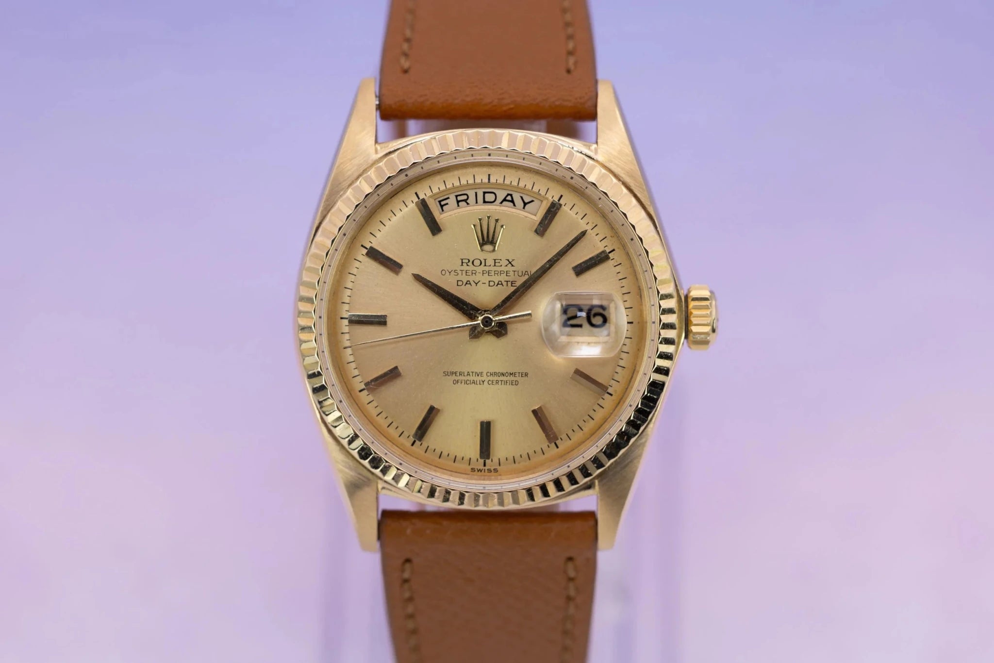 1967 Rolex Day-Date Ref. 1803 | Early Non-Lume Champagne Dial | Sword Hands - Sierra Time Co