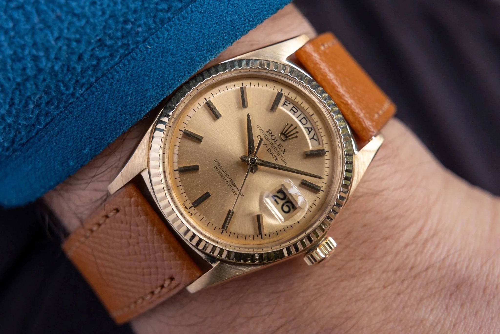 1967 Rolex Day-Date Ref. 1803 | Early Non-Lume Champagne Dial | Sword Hands - Sierra Time Co