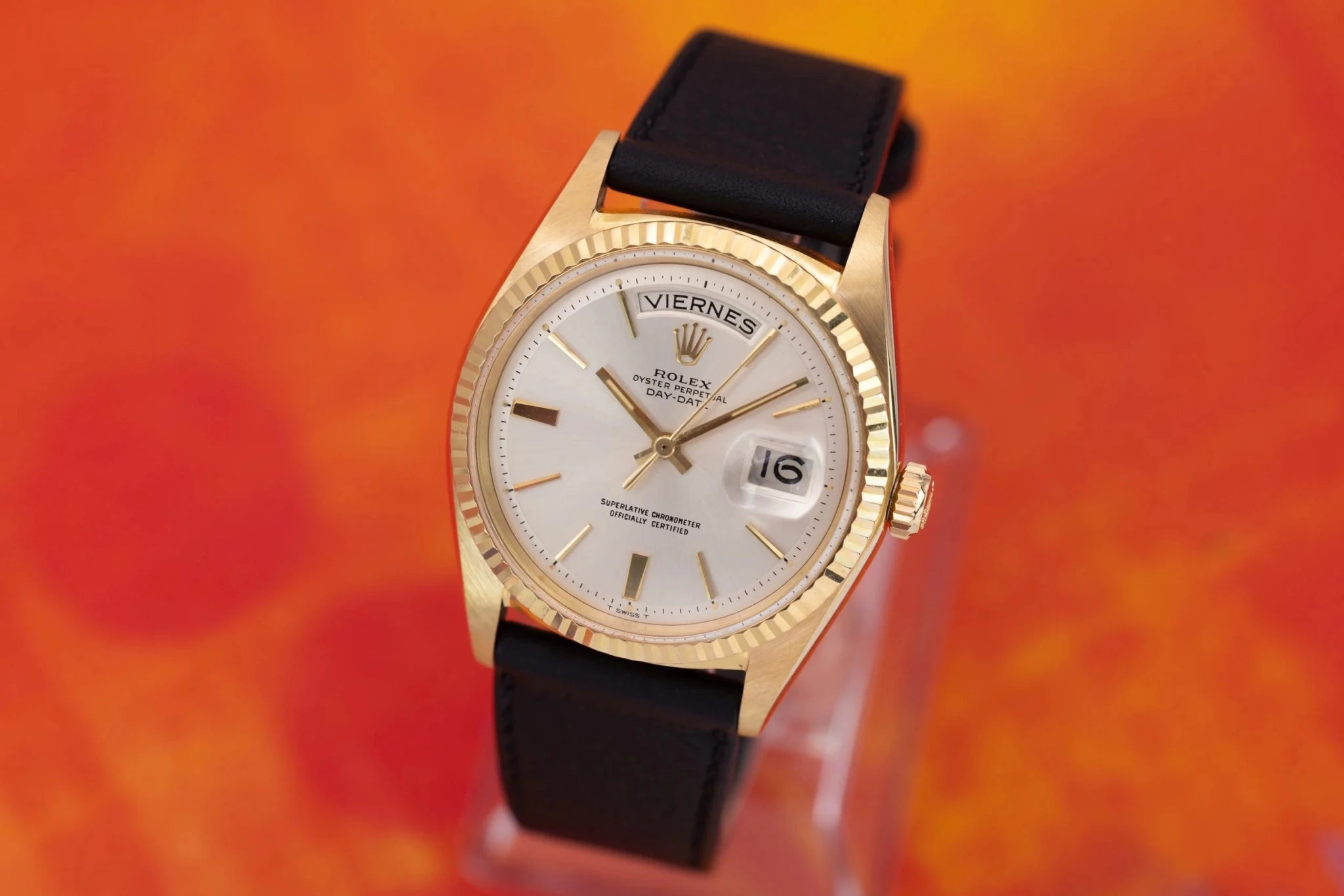 1967 Rolex Day-Date Ref. 1803 | Silver Door Stop Dial | Spanish Day Wheel - Sierra Time Co