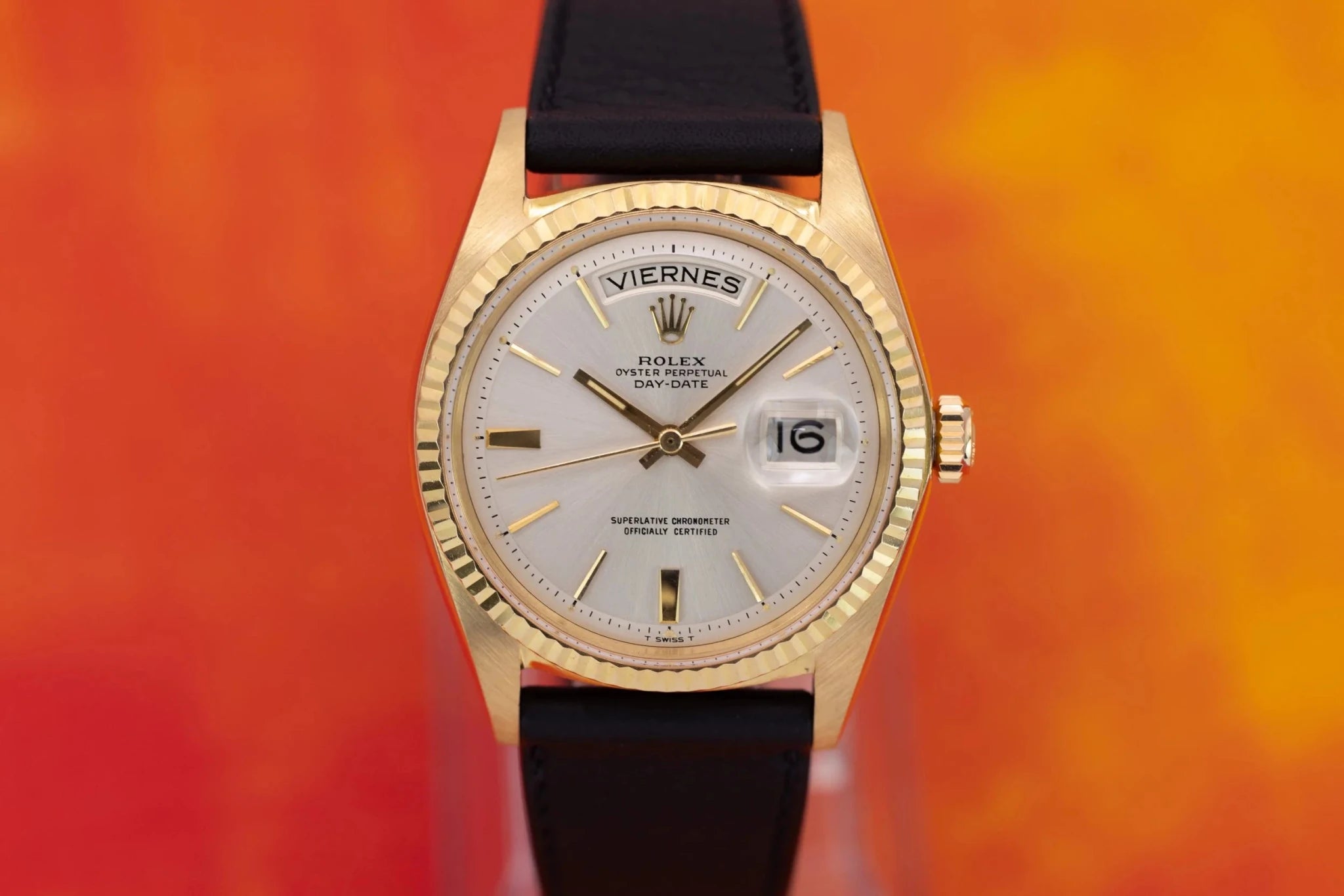 1967 Rolex Day-Date Ref. 1803 | Silver Door Stop Dial | Spanish Day Wheel - Sierra Time Co