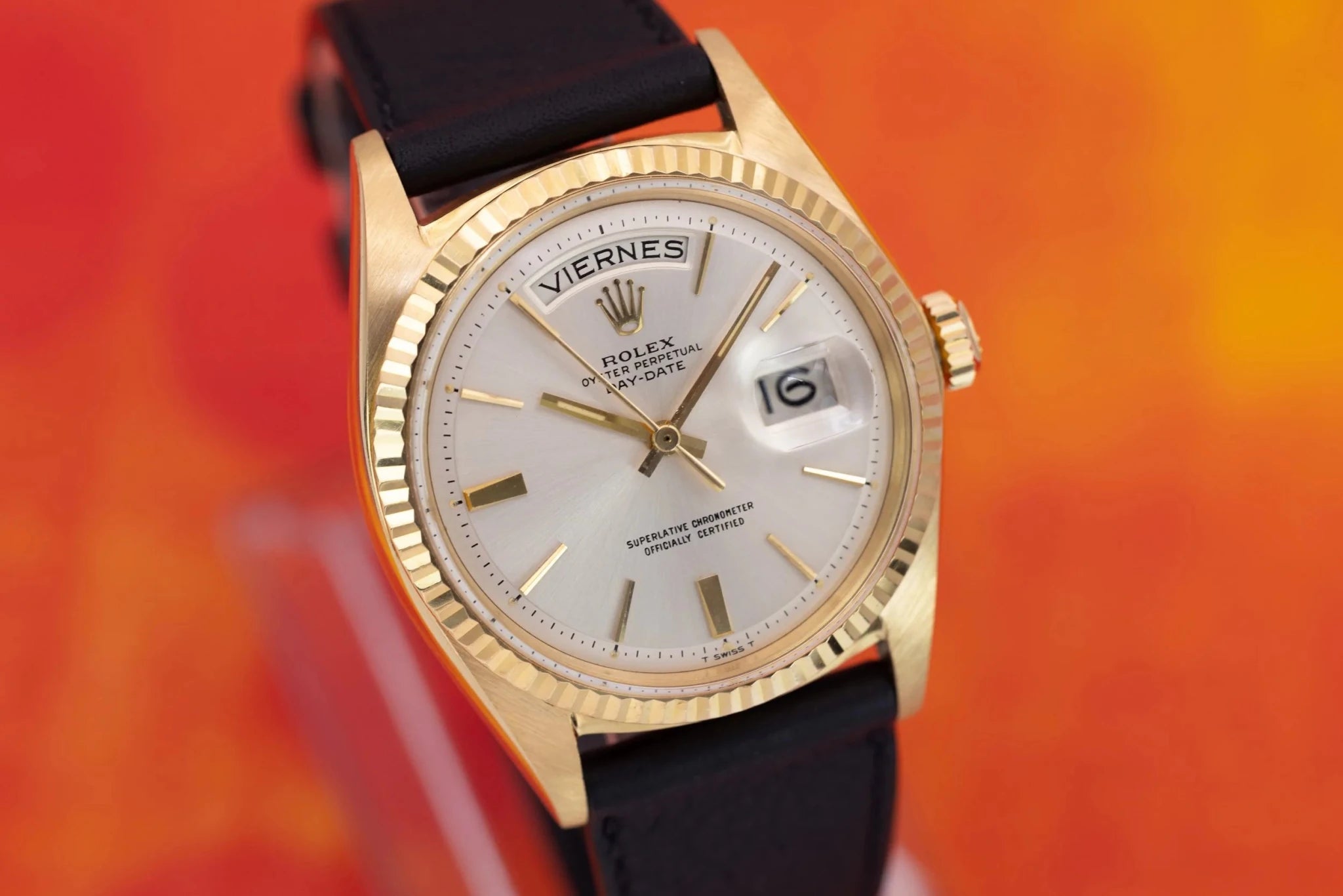 1967 Rolex Day-Date Ref. 1803 | Silver Door Stop Dial | Spanish Day Wheel - Sierra Time Co