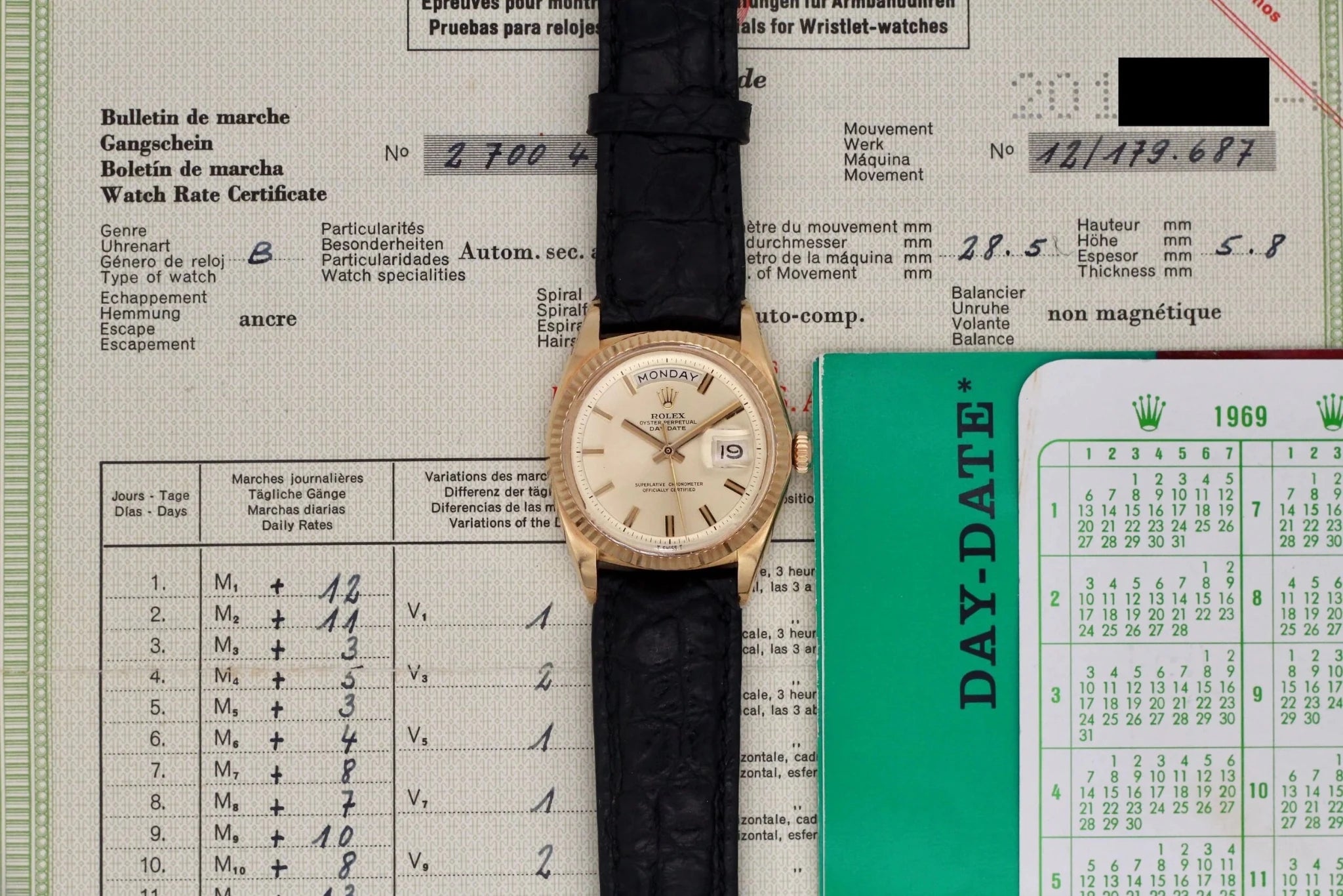 1968 Rolex Day-Date Ref. 1803 Wide Boy | Papers - Sierra Time Co