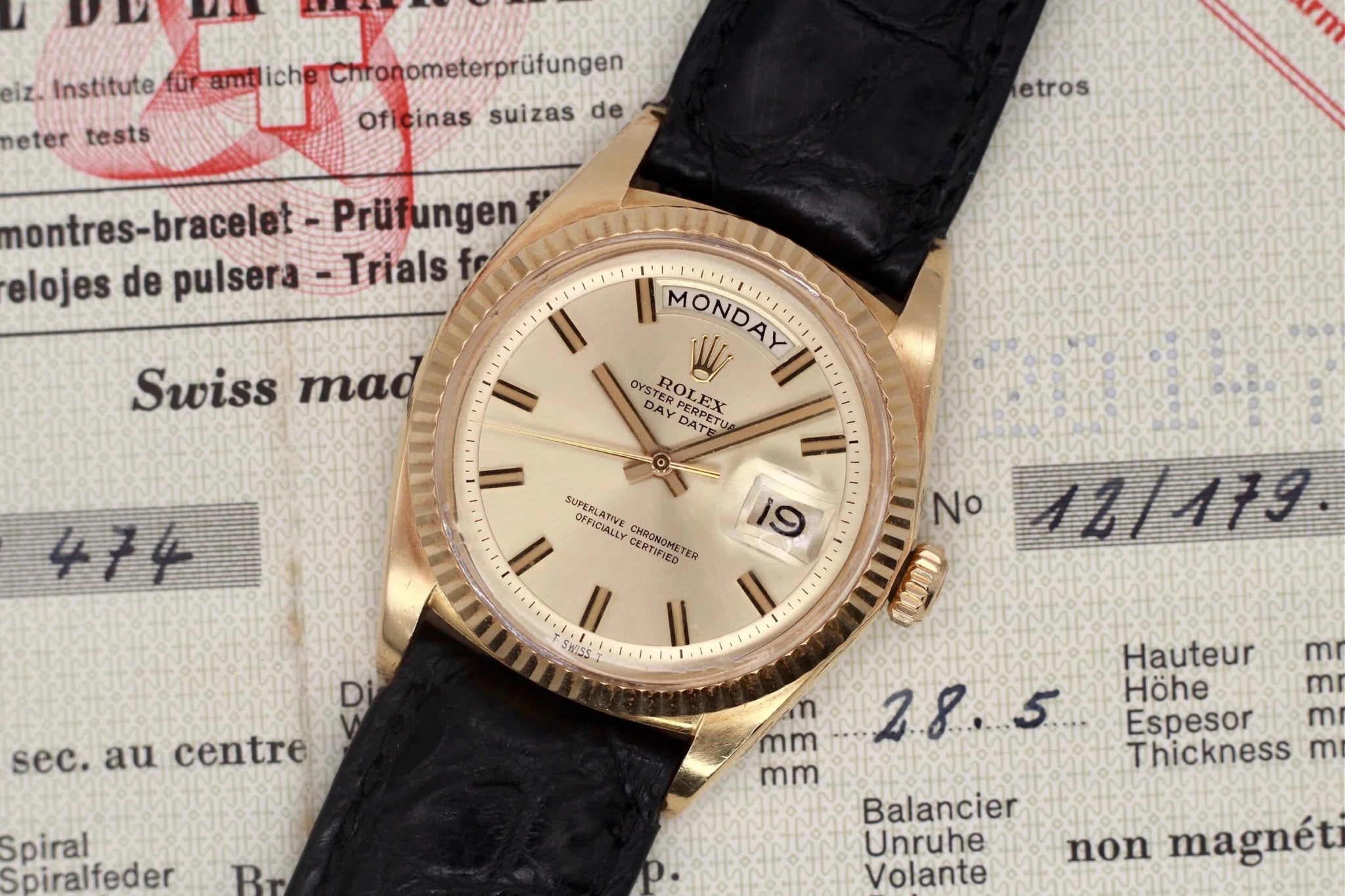 1968 Rolex Day-Date Ref. 1803 Wide Boy | Papers - Sierra Time Co