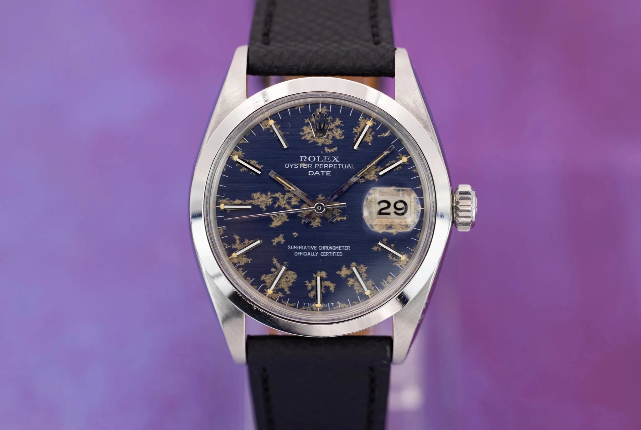 1969 Rolex Date Ref. 1500 | Tropical Blue Dial | Box and Papers - Sierra Time Co
