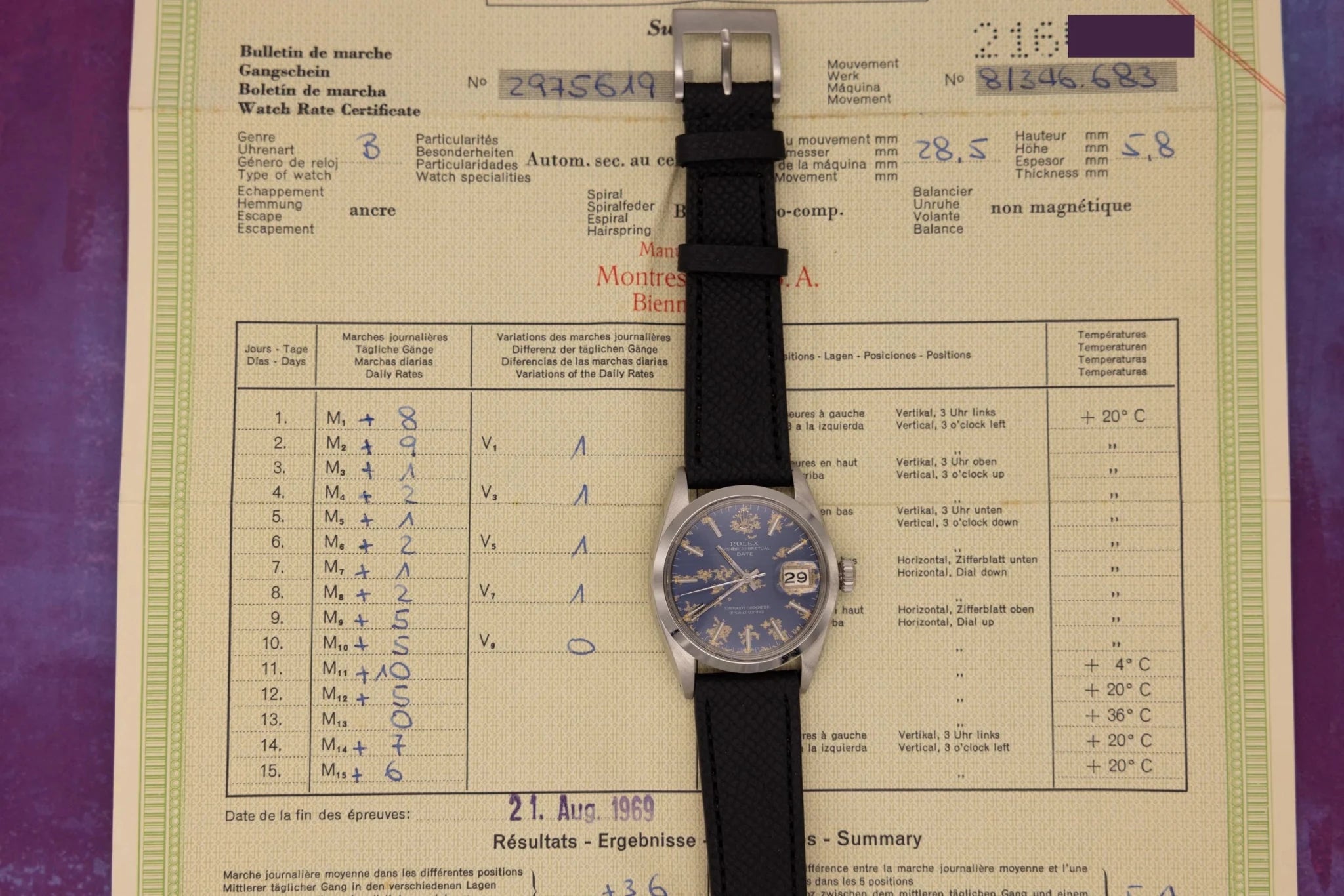 1969 Rolex Date Ref. 1500 | Tropical Blue Dial | Box and Papers - Sierra Time Co