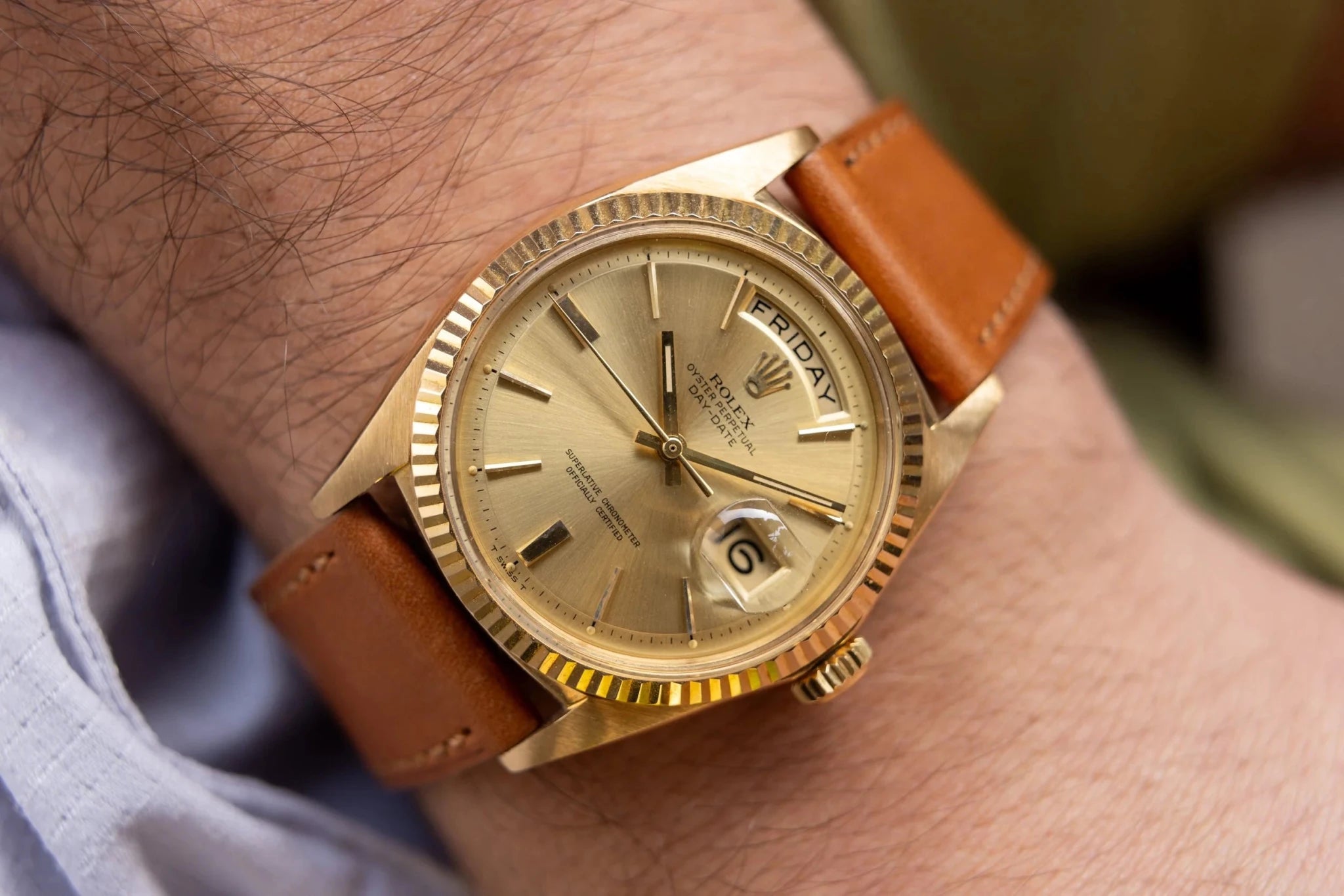 1969 Rolex Day-Date Ref. 1803 | Champagne Door Stop Dial - Sierra Time Co