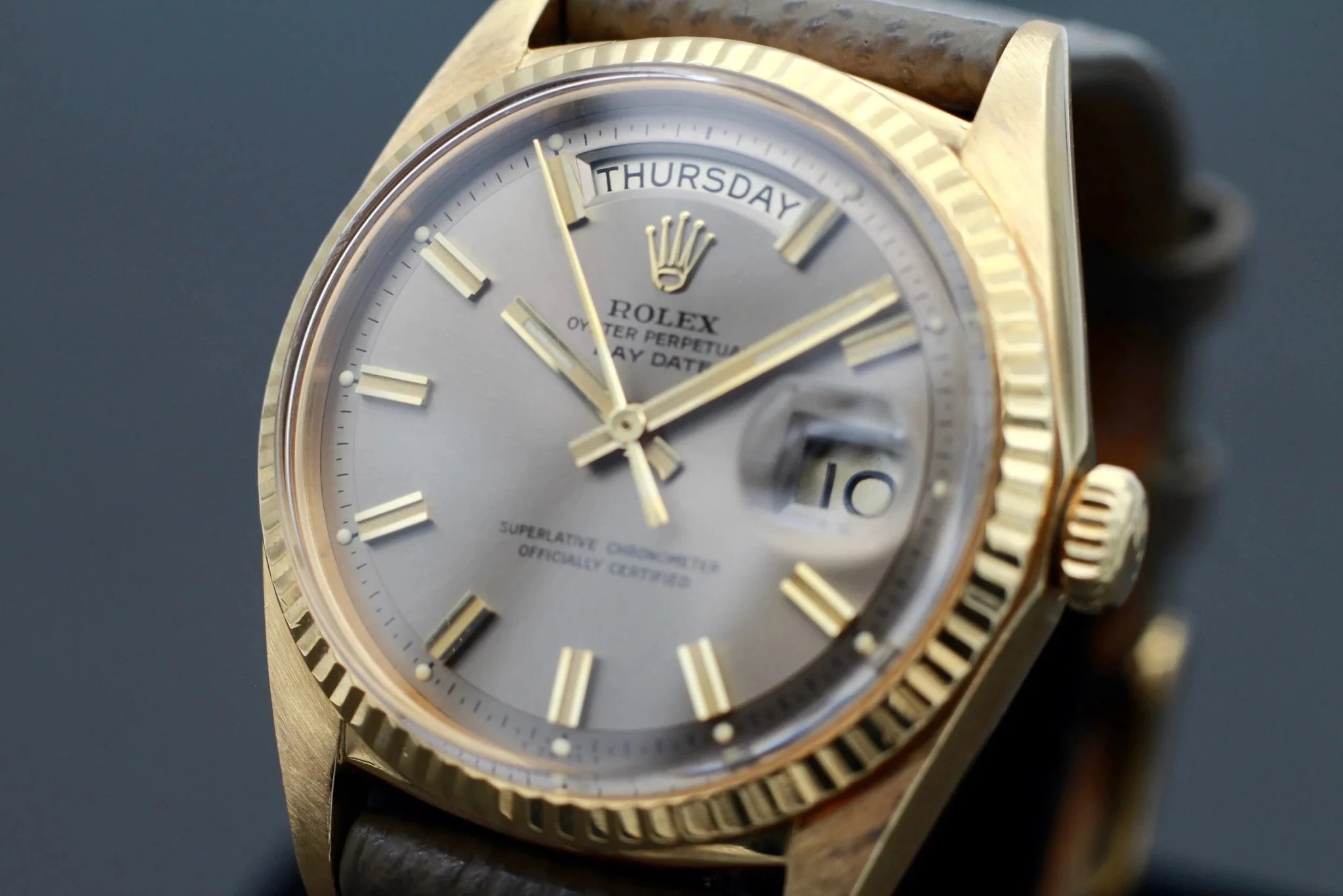 1969 Rolex Day-Date Ref. 1803 Smokey Gray Wideboy Dial - Sierra Time Co
