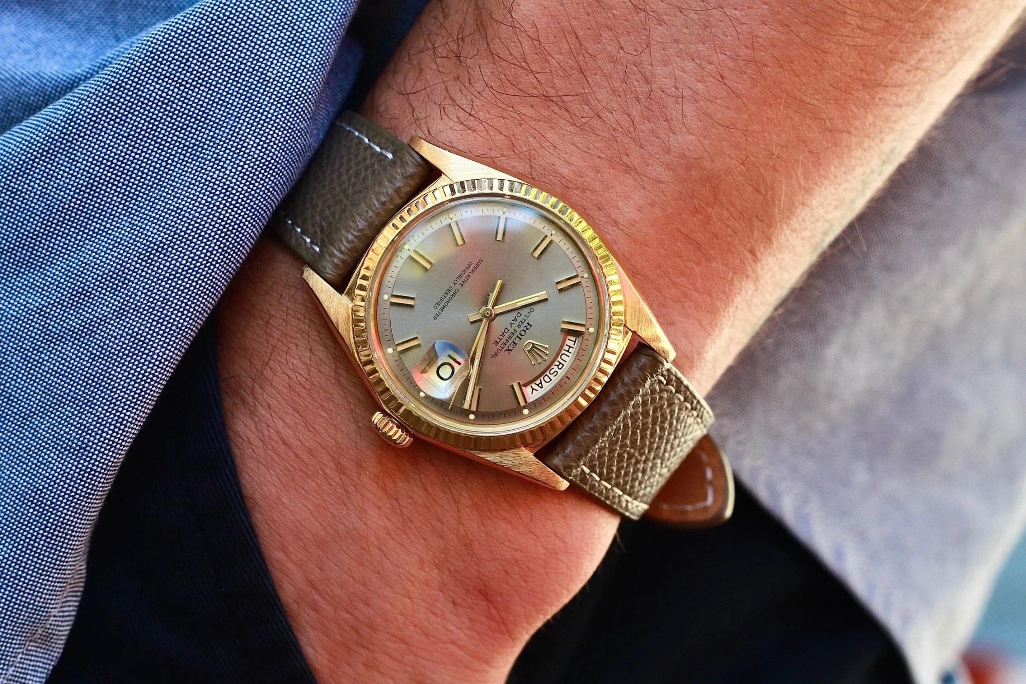 1969 Rolex Day-Date Ref. 1803 Smokey Gray Wideboy Dial - Sierra Time Co