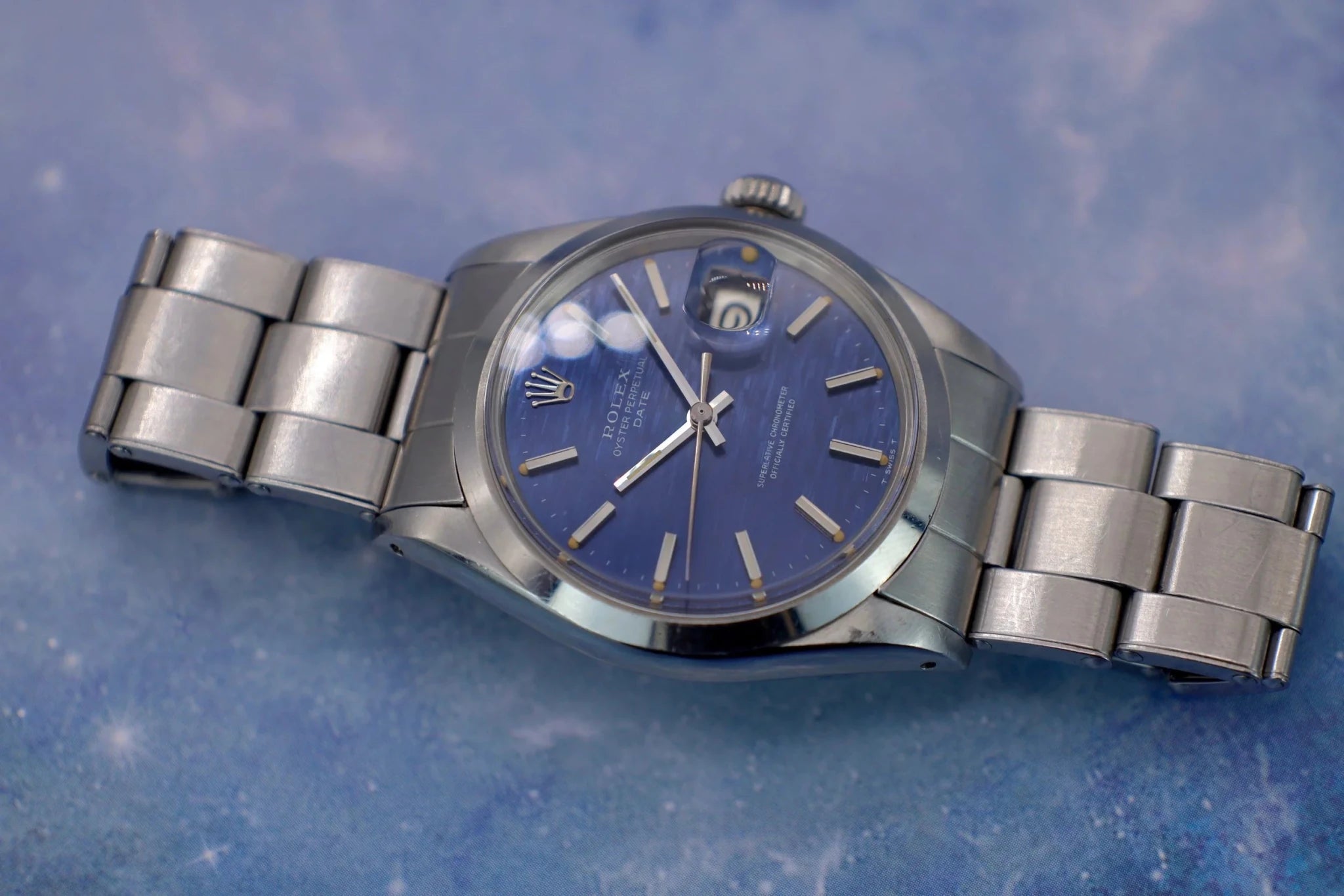 1970 Rolex Date Ref. 1500 | Blue Mosaic Dial - Sierra Time Co