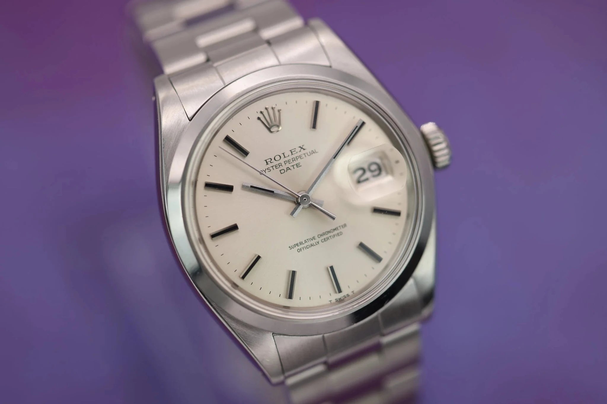 1970 Rolex Date Ref. 1500 | Silver Dial | Onyx Markers - Sierra Time Co
