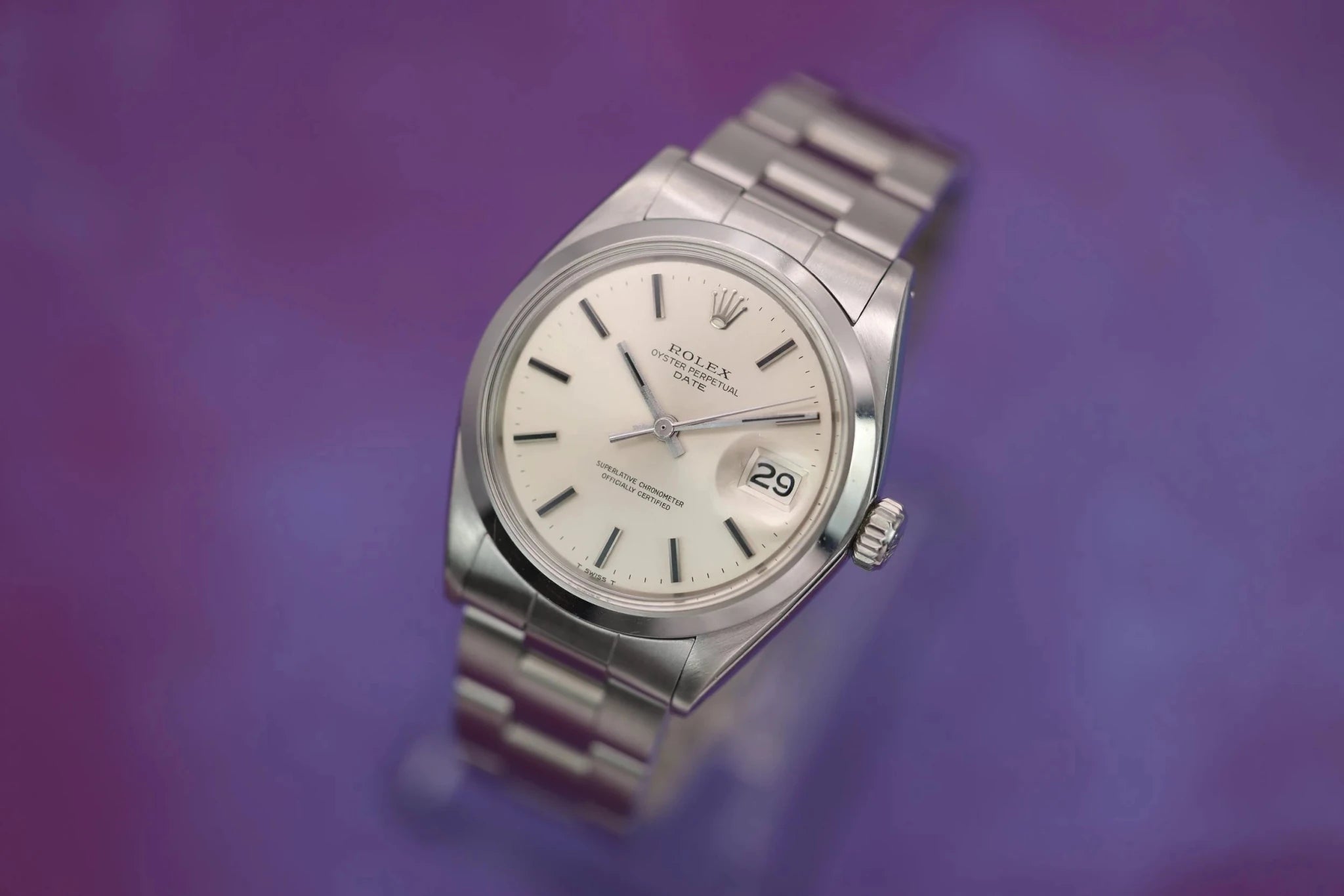 1970 Rolex Date Ref. 1500 | Silver Dial | Onyx Markers - Sierra Time Co