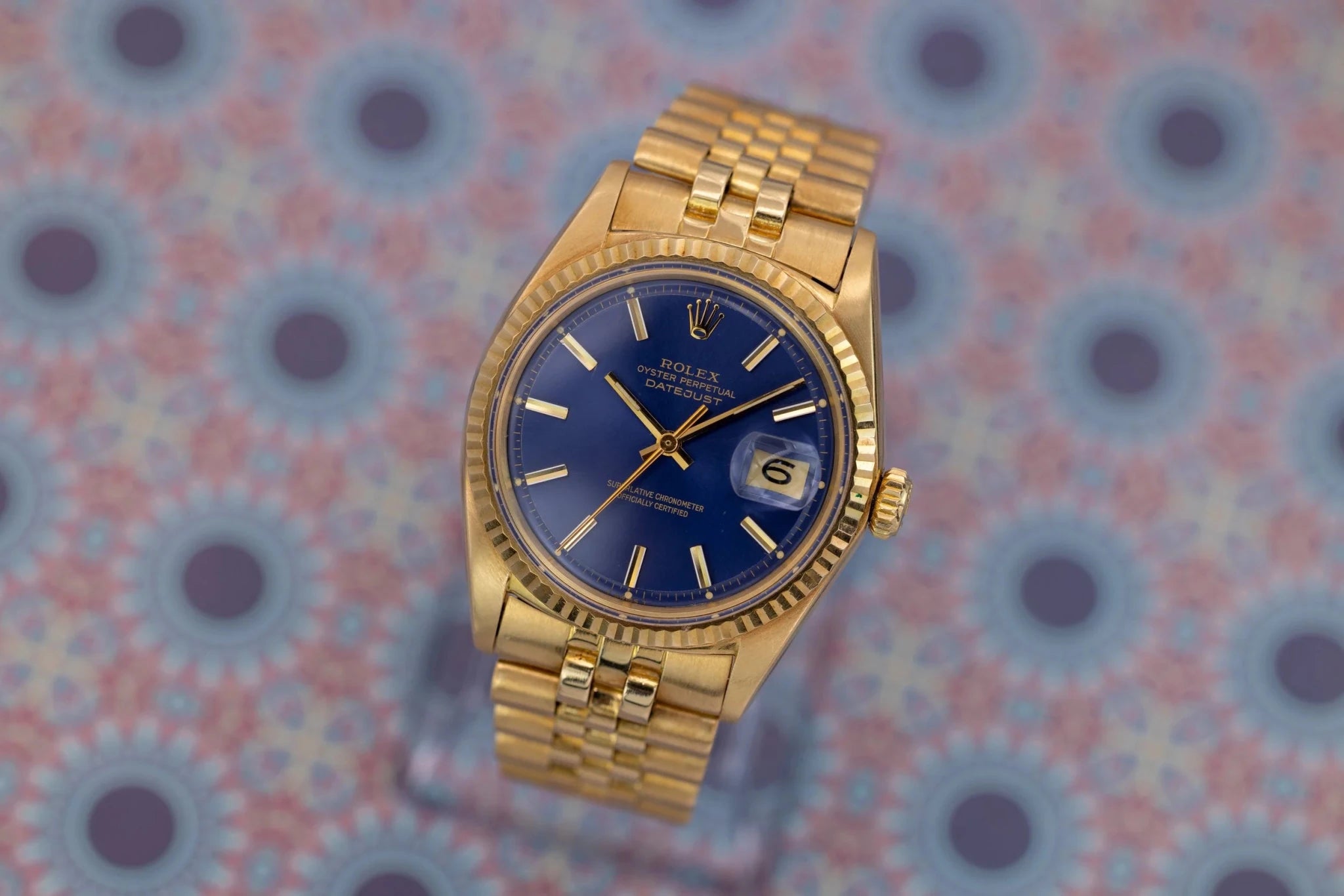 1970 Rolex Datejust Ref. 1601 | 18K YG | Dark Blue Sunburst Pie-Pan Dial - Sierra Time Co