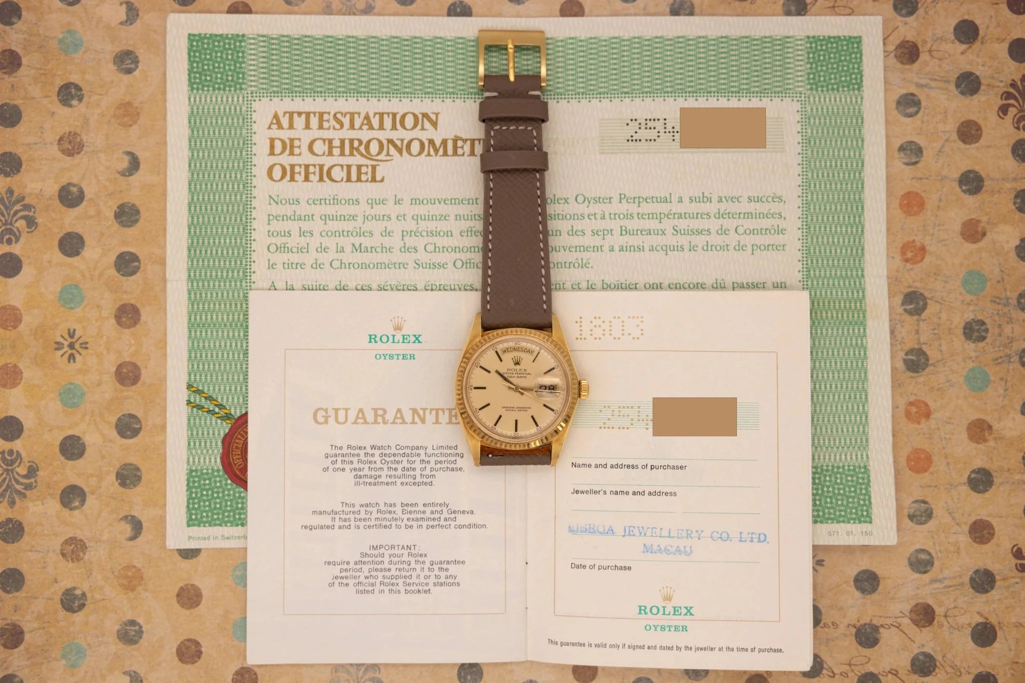 1970 Rolex Day-Date Ref. 1803 | Champagne Dial | Box and Papers - Sierra Time Co