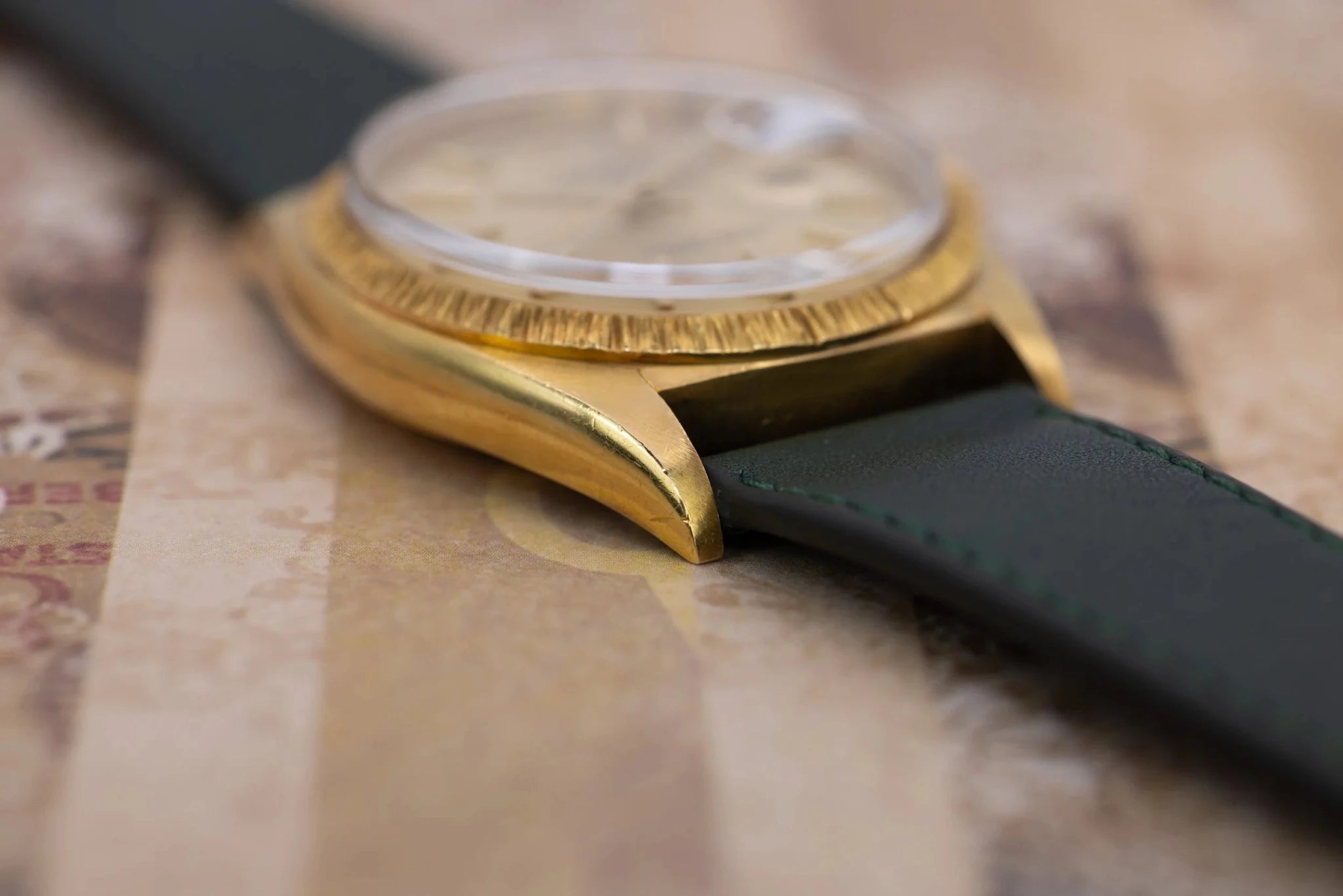 1970 Rolex Day-Date Ref. 1807 | Bark Finish | Non-Lume Champagne Dial - Sierra Time Co