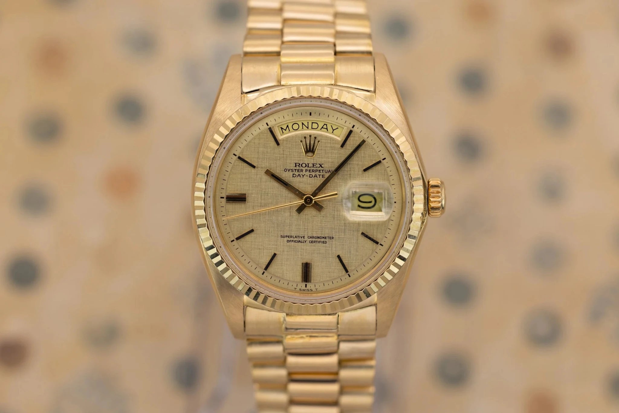 1971 Rolex Day-Date Ref. 1803 | Linen DIal | Onyx Markers - Sierra Time Co
