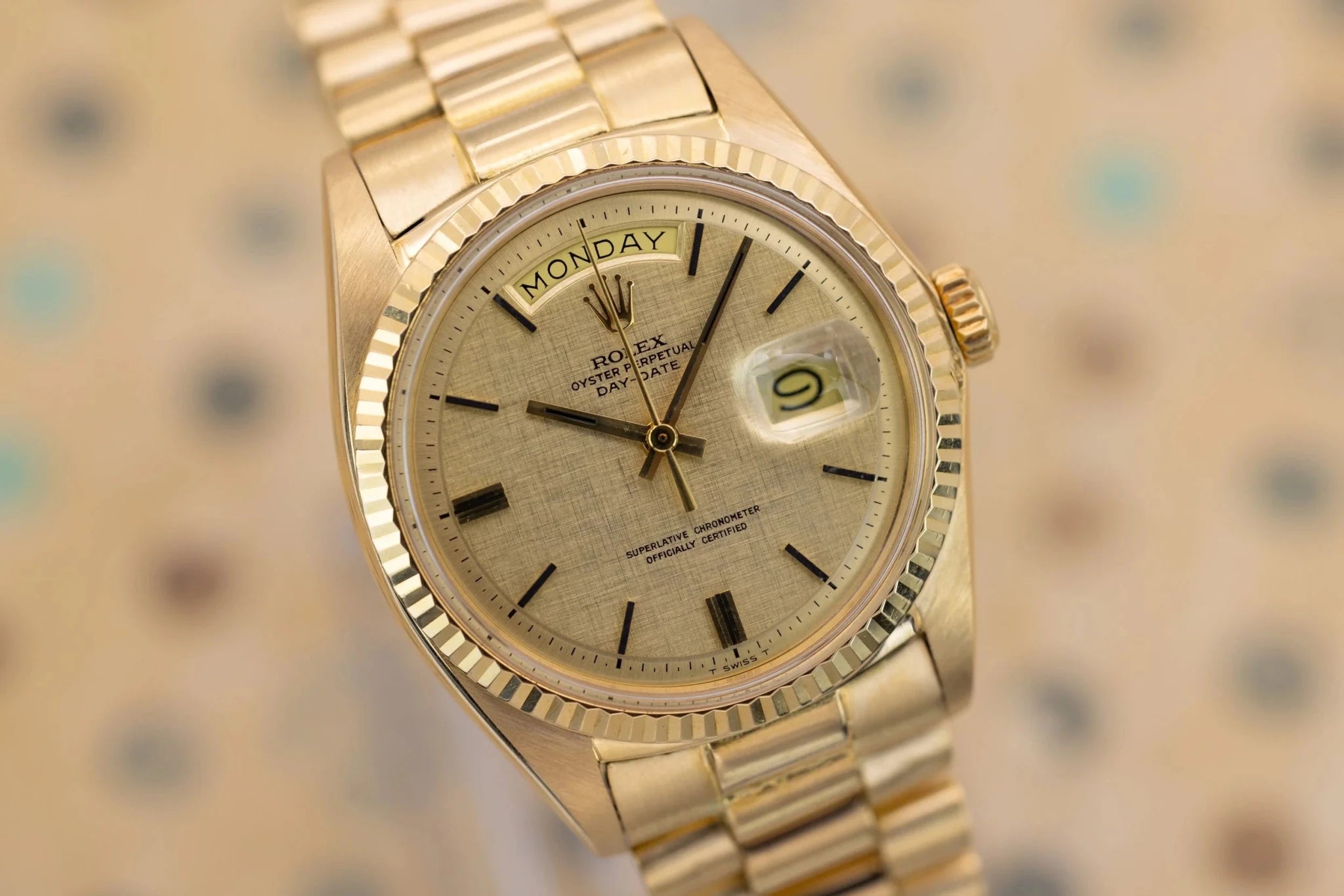 1971 Rolex Day-Date Ref. 1803 | Linen DIal | Onyx Markers - Sierra Time Co