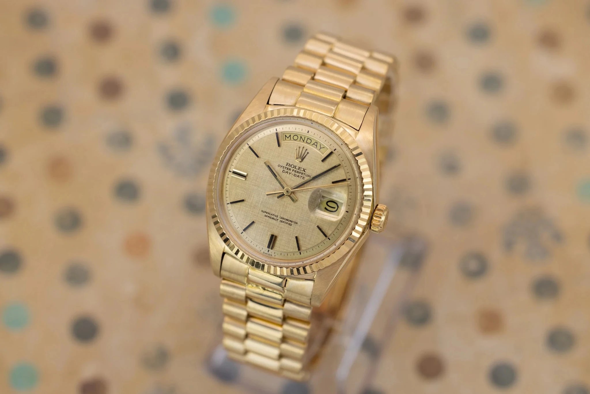 1971 Rolex Day-Date Ref. 1803 | Linen DIal | Onyx Markers - Sierra Time Co