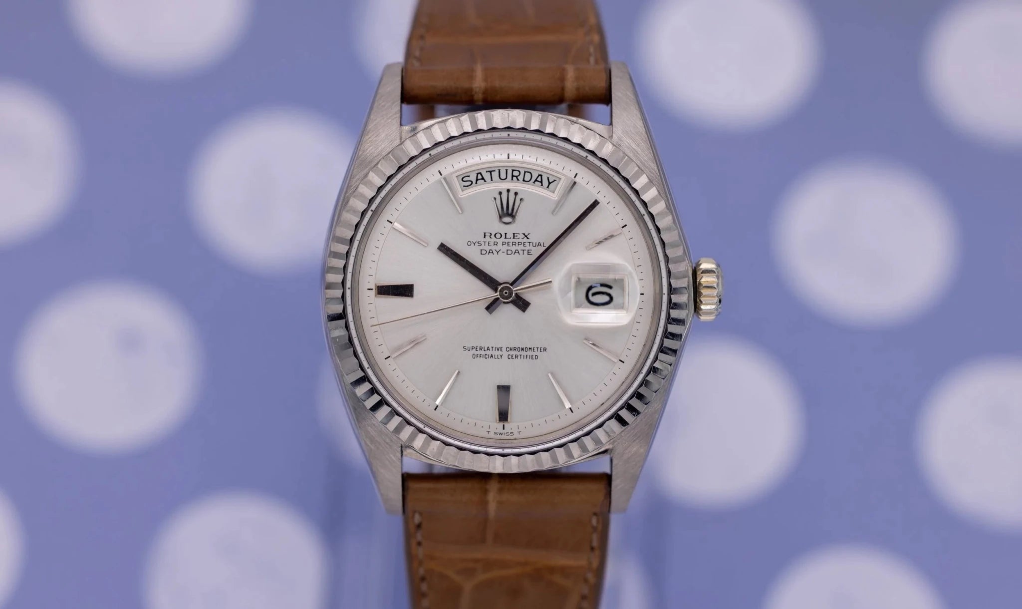 1971 Rolex Day-Date Ref. 1807 | 18K WG | Silver Non-Lume Dial - Sierra Time Co