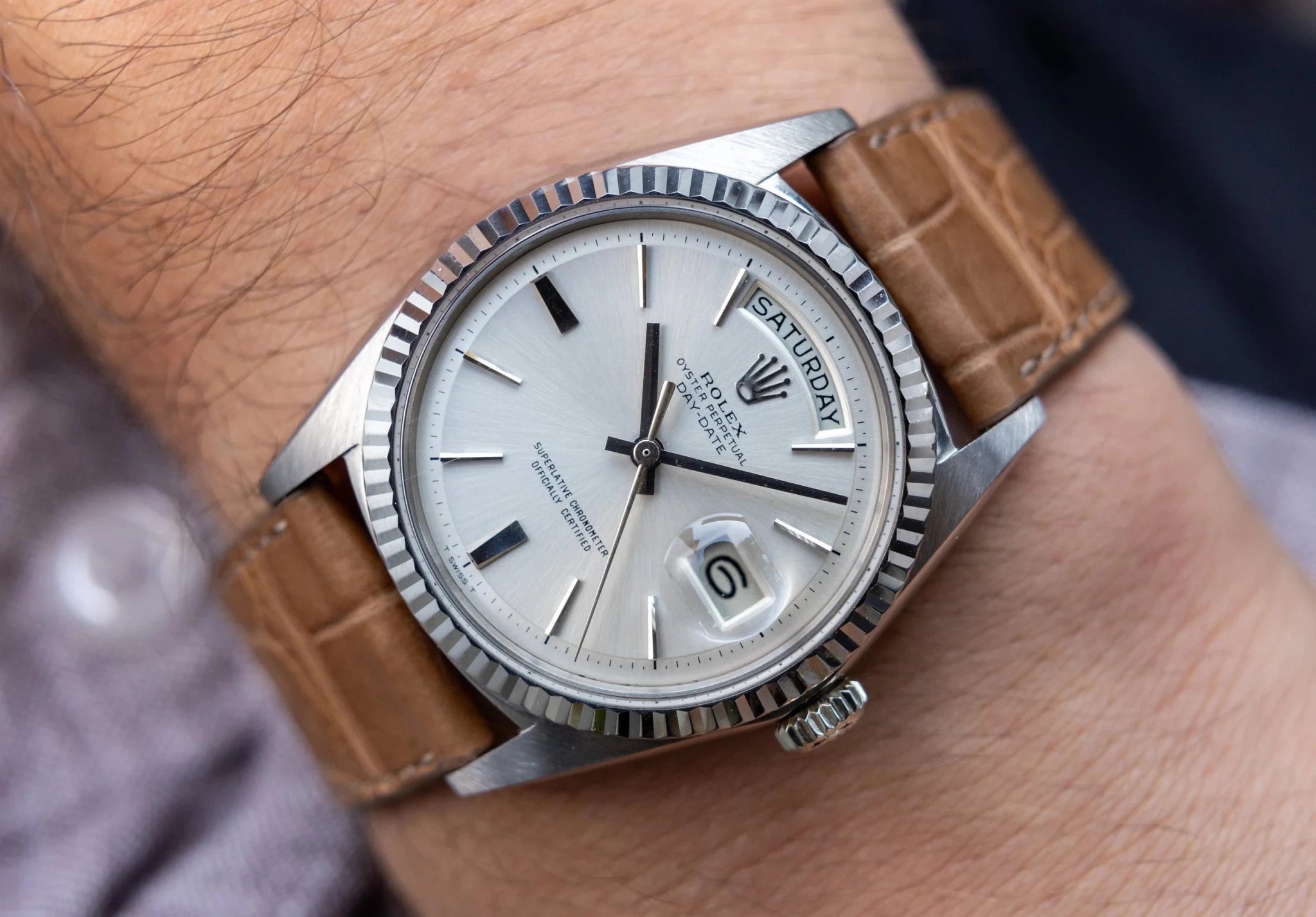 1971 Rolex Day-Date Ref. 1807 | 18K WG | Silver Non-Lume Dial - Sierra Time Co
