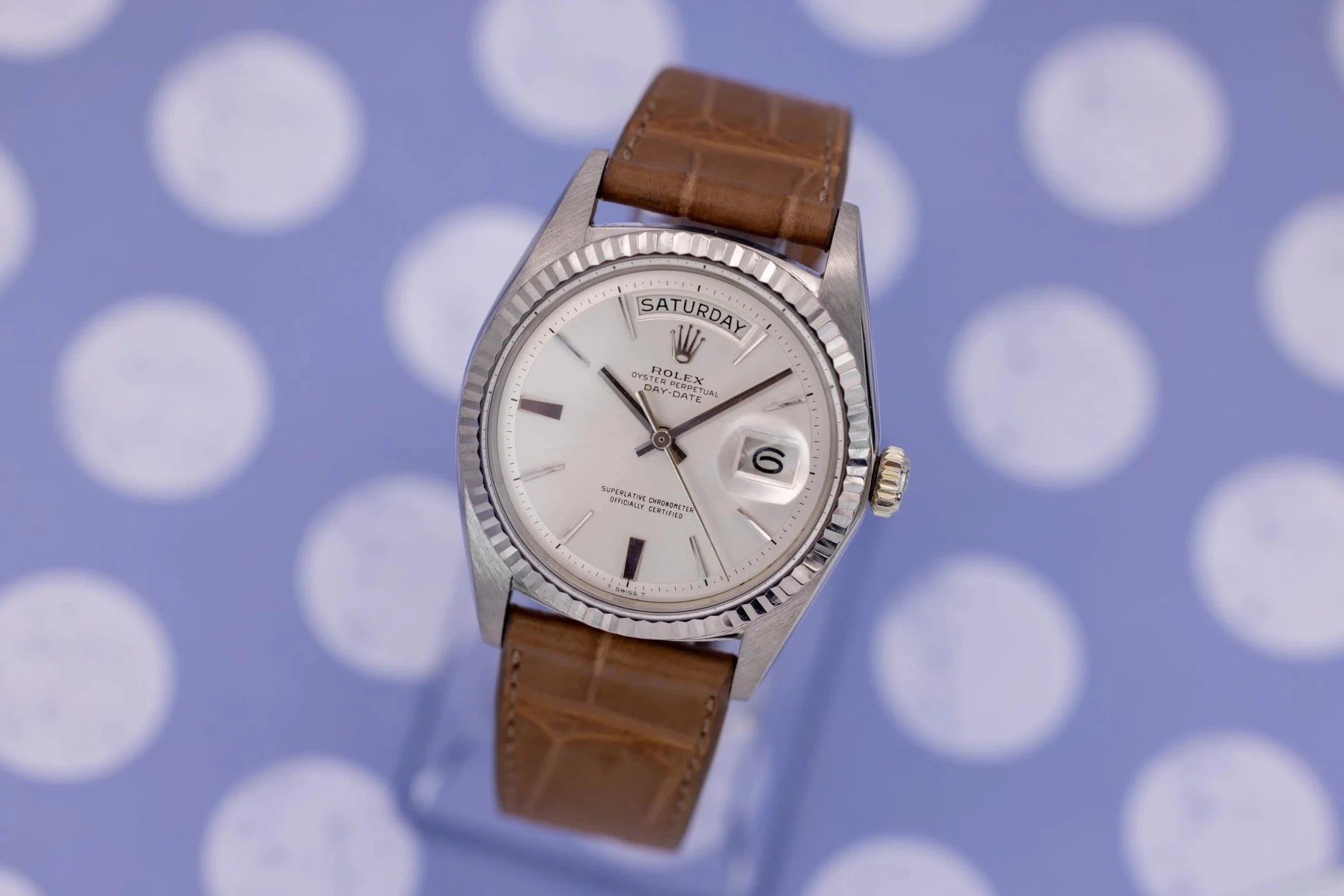 1971 Rolex Day-Date Ref. 1807 | 18K WG | Silver Non-Lume Dial - Sierra Time Co