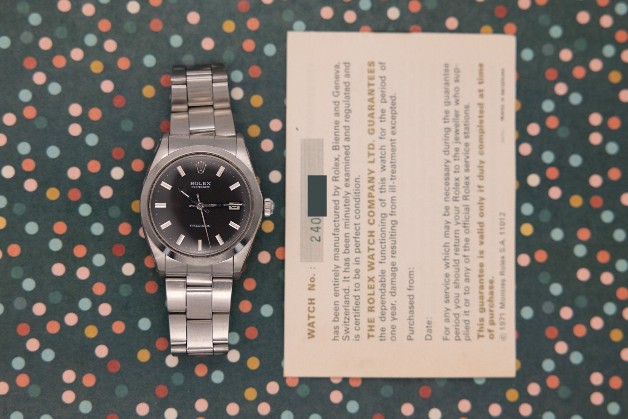 1971 Rolex Oysterdate Ref. 6694 | Matte Black Dial - Sierra Time Co