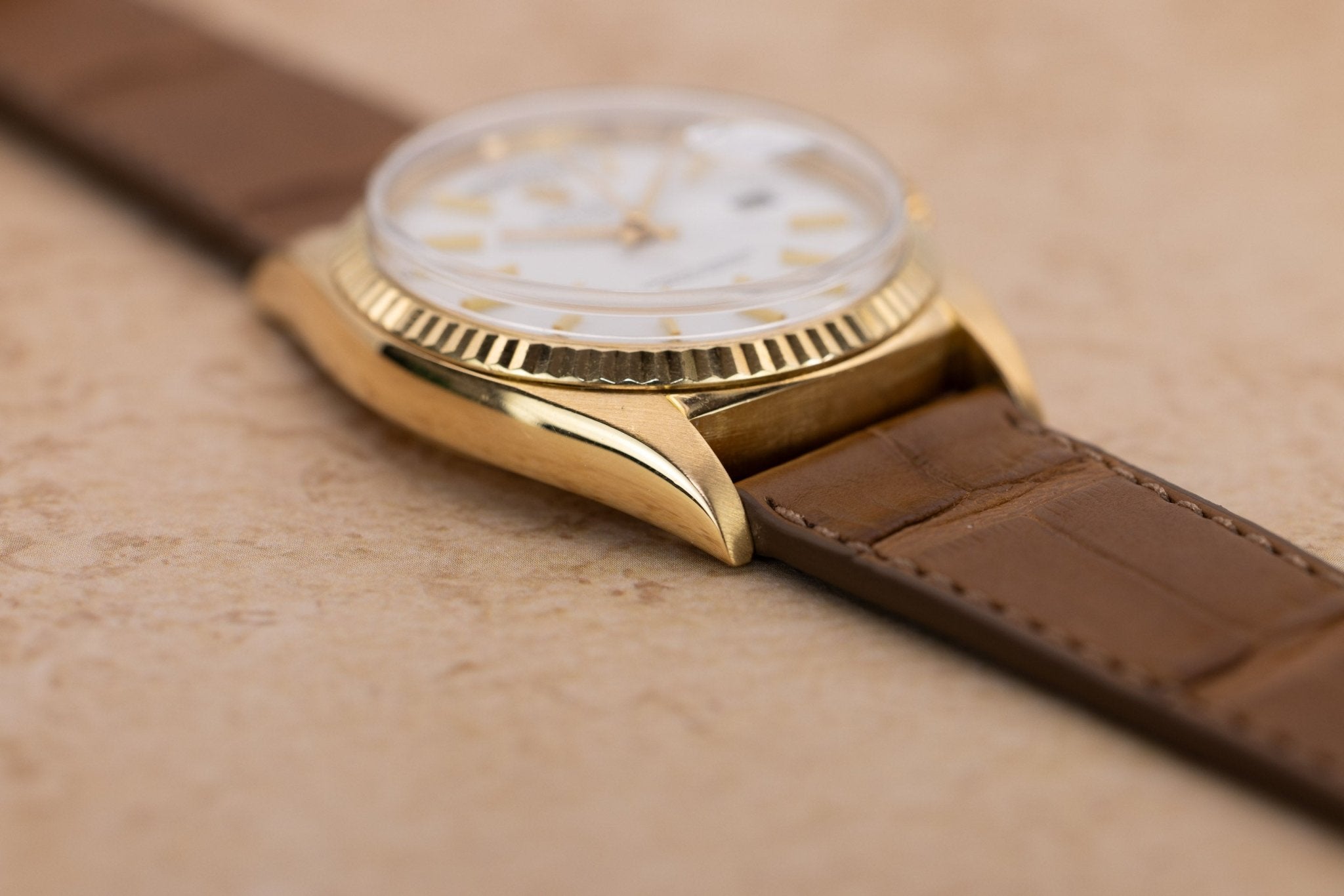 1972 Rolex Day-Date Ref. 1803 | 18K Yellow Gold | White Red Quarter Dial | Serviced - Sierra Time Co