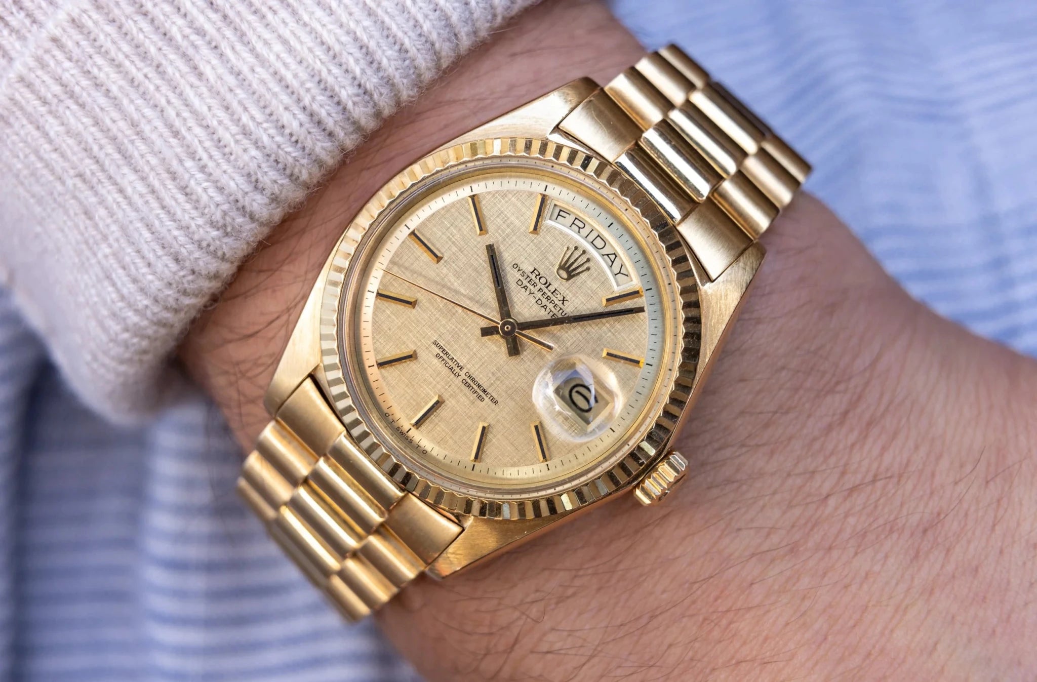 1972 Rolex Day-Date Ref. 1803 | Champagne Linen Dial - Sierra Time Co