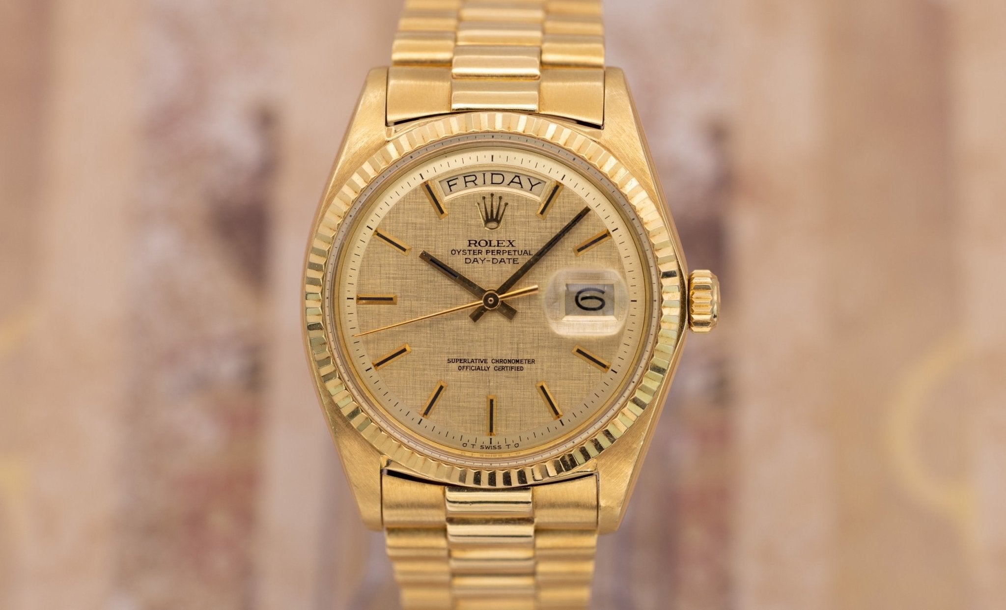 1972 Rolex Day-Date Ref. 1803 | Champagne Linen Dial - Sierra Time Co