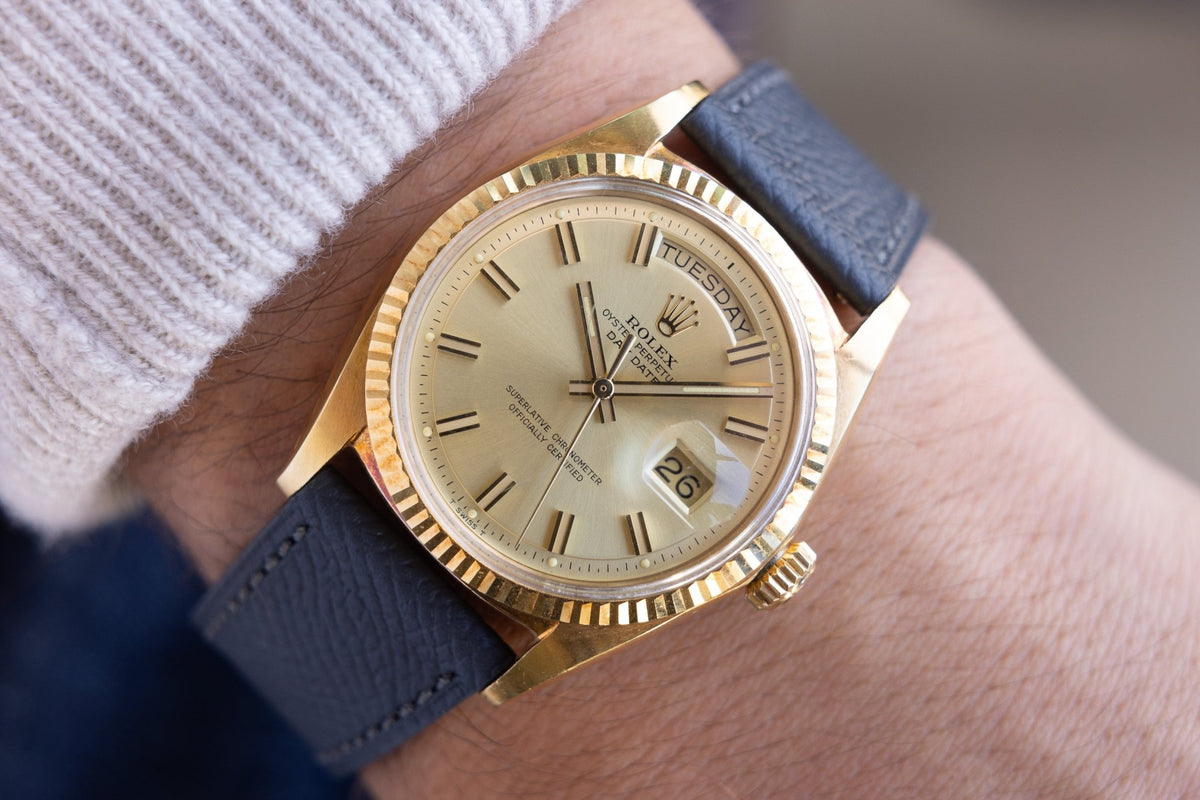 1972 Rolex Day-Date Ref. 1803 | Champagne Wide Boy Dial - Sierra Time Co