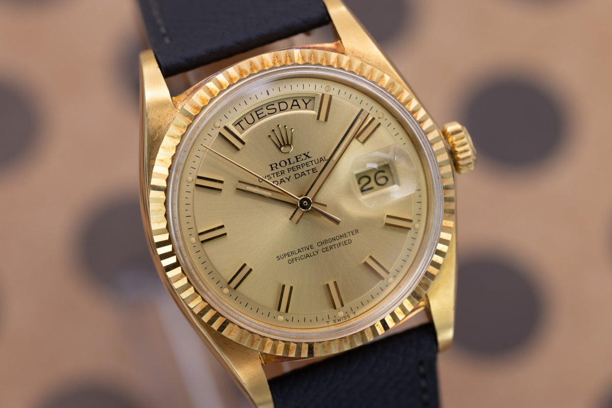 1972 Rolex Day-Date Ref. 1803 | Champagne Wide Boy Dial - Sierra Time Co