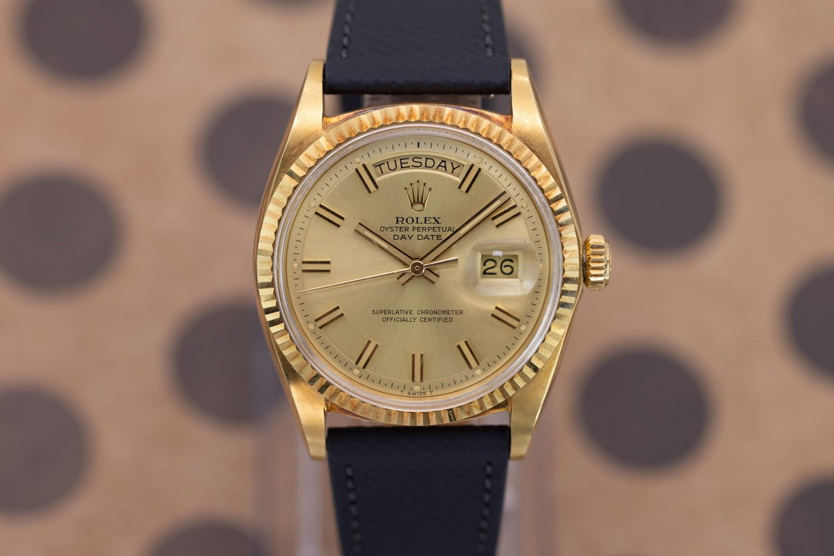 1972 Rolex Day-Date Ref. 1803 | Champagne Wide Boy Dial - Sierra Time Co