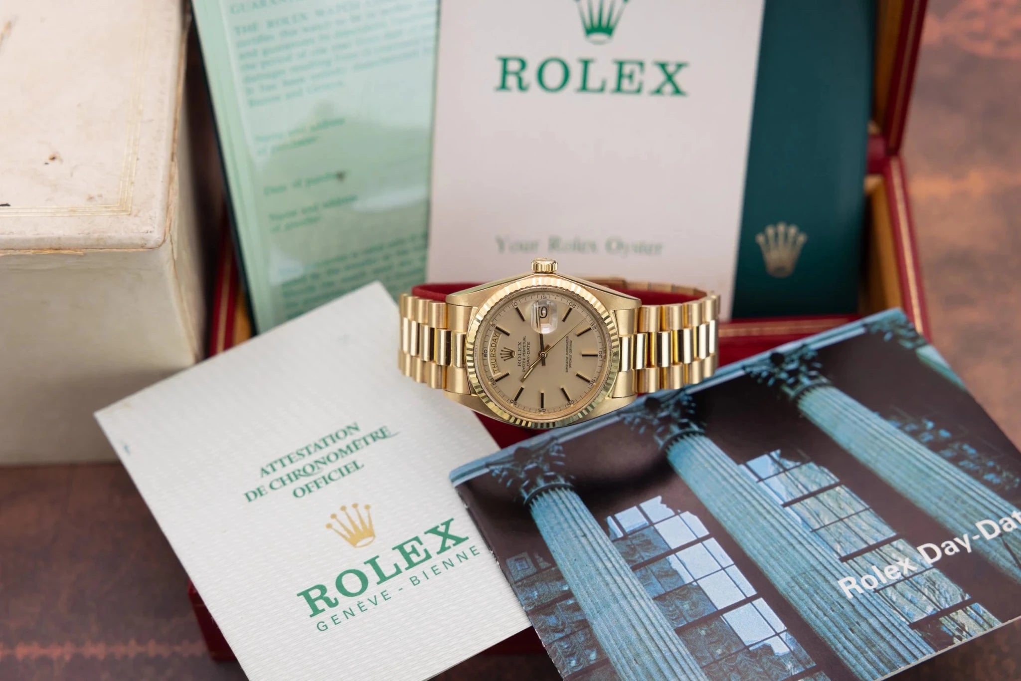 1972 Rolex Day-Date Ref. 1803 | Matte Champagne Dial | Box and Papers - Sierra Time Co