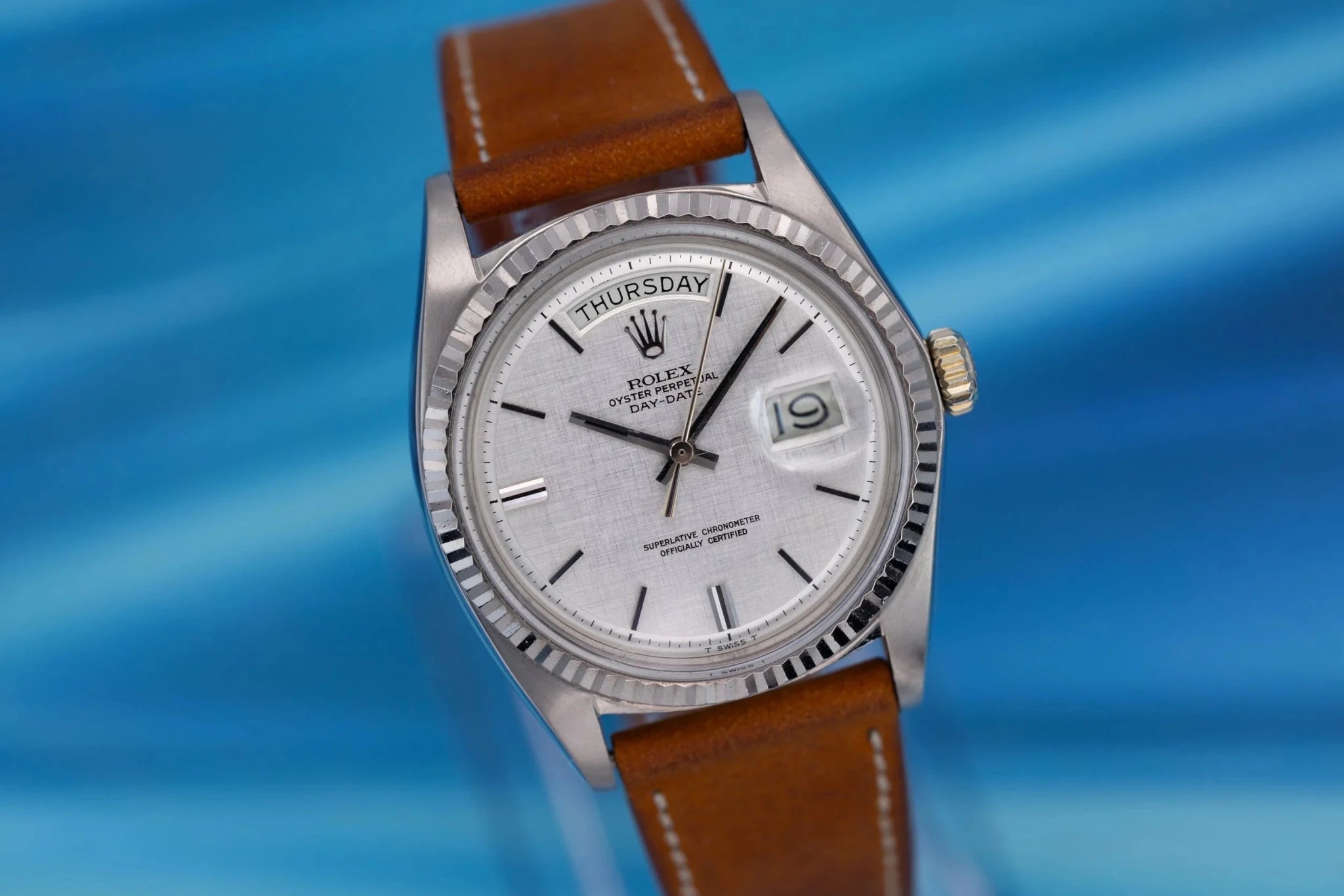 1972 Rolex Day-Date Ref. 1803/9 | 18K White Gold | Silver Linen Dial - Sierra Time Co