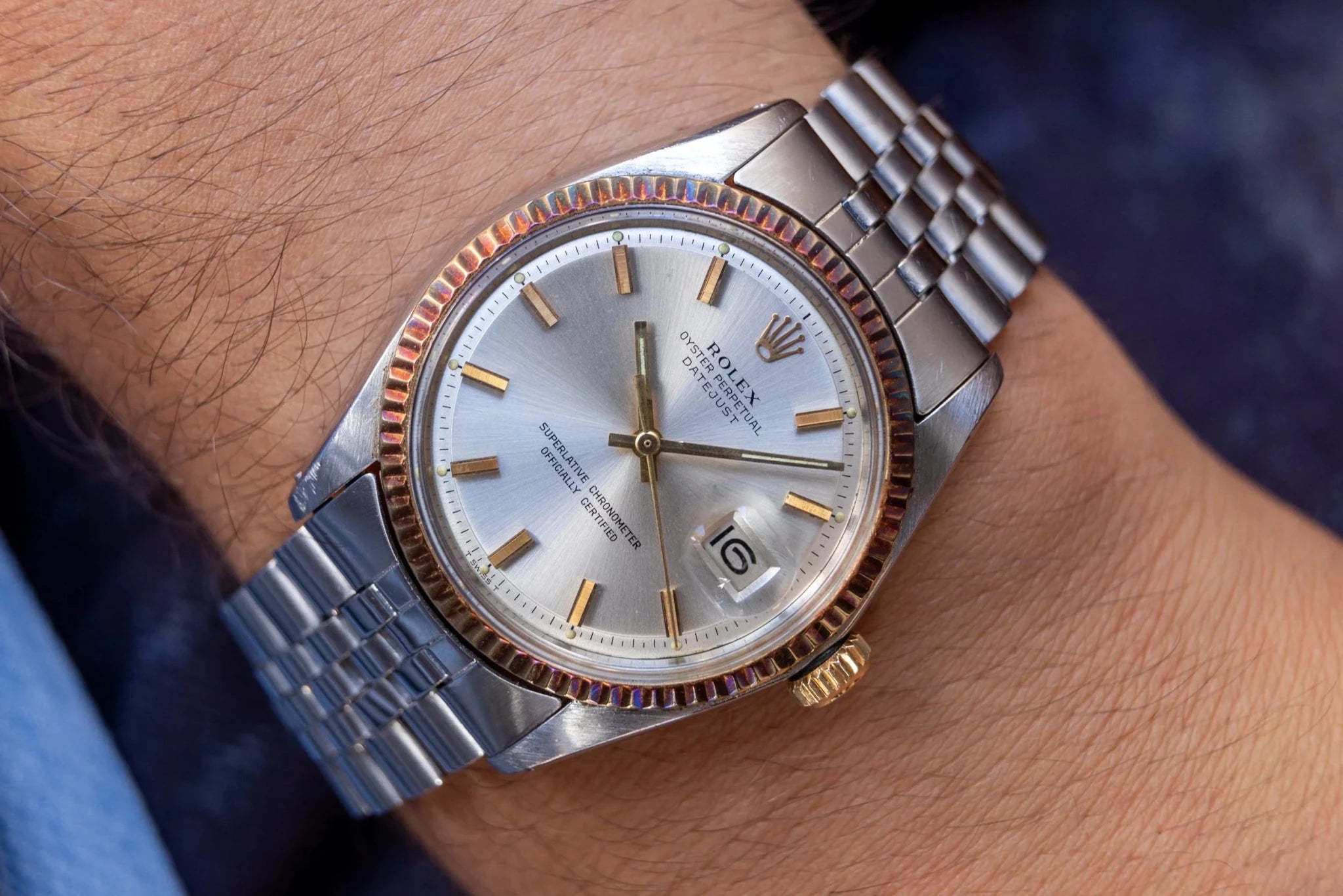 1973 Rolex Datejust Ref. 1601 | Silver Dial | Gold Patina - Sierra Time Co