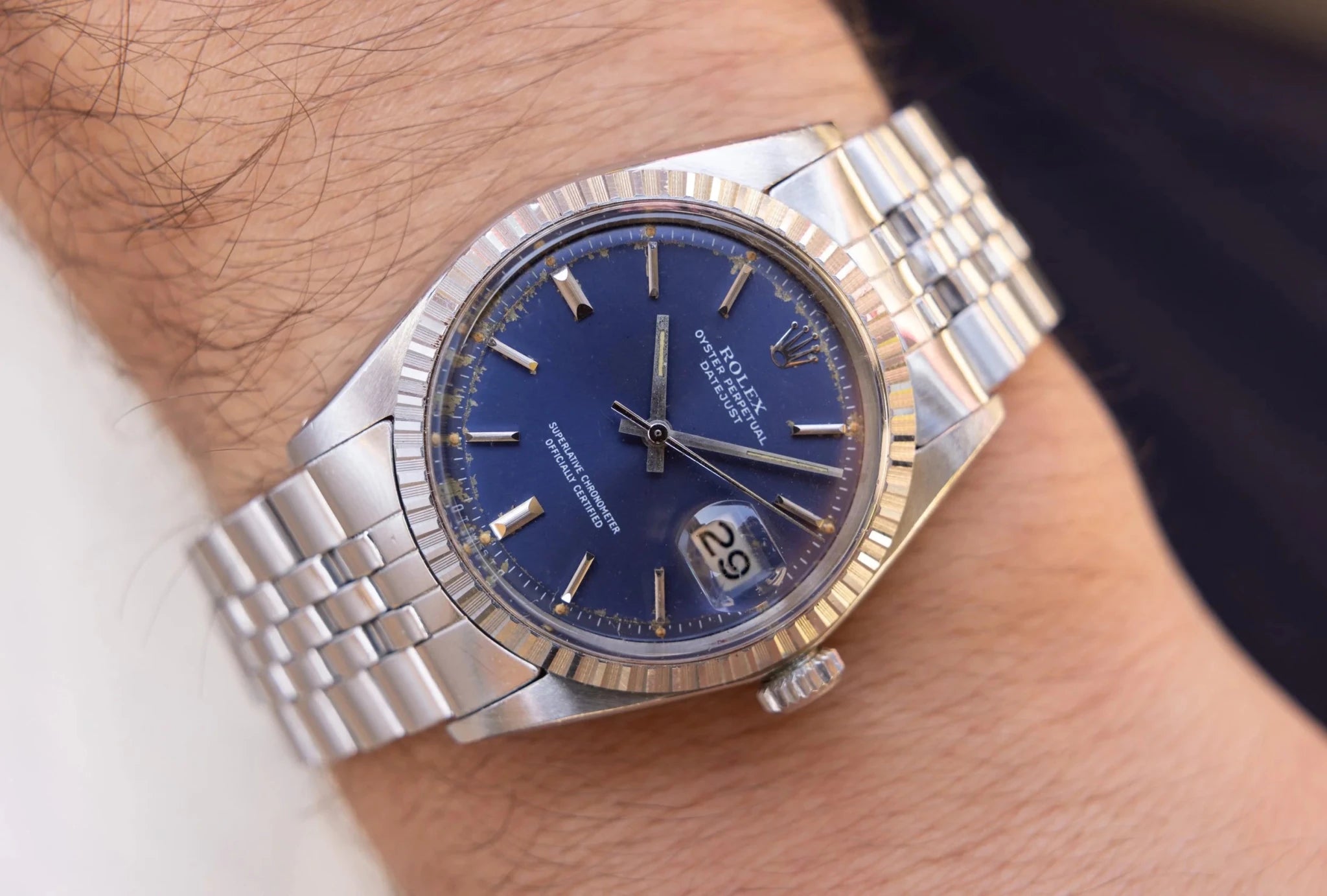 1973 Rolex Datejust Ref. 1603 | Matte Blue Tropical Dial - Sierra Time Co