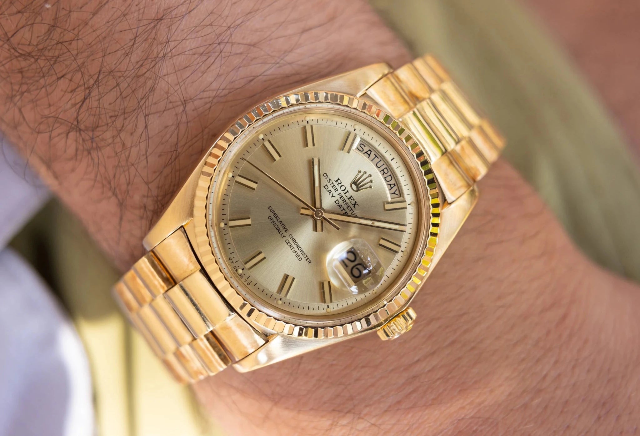 1973 Rolex Day-Date Ref. 1803 | Champagne Wideboy Dial - Sierra Time Co