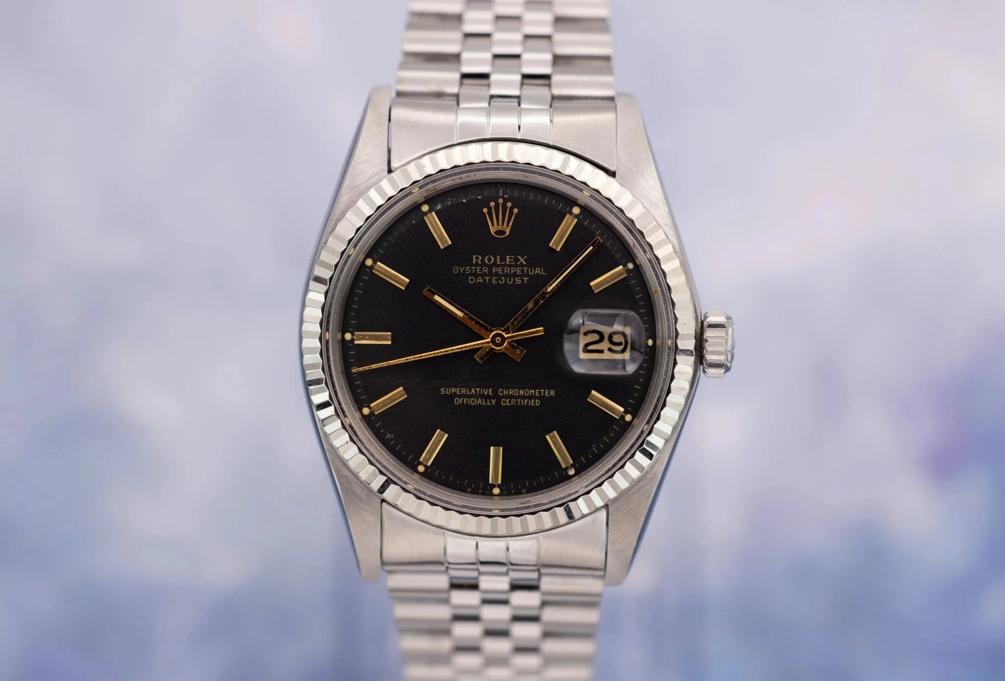 1974 Rolex Datejust Ref. 1601 | Rare Black and Gold Dial - Sierra Time Co