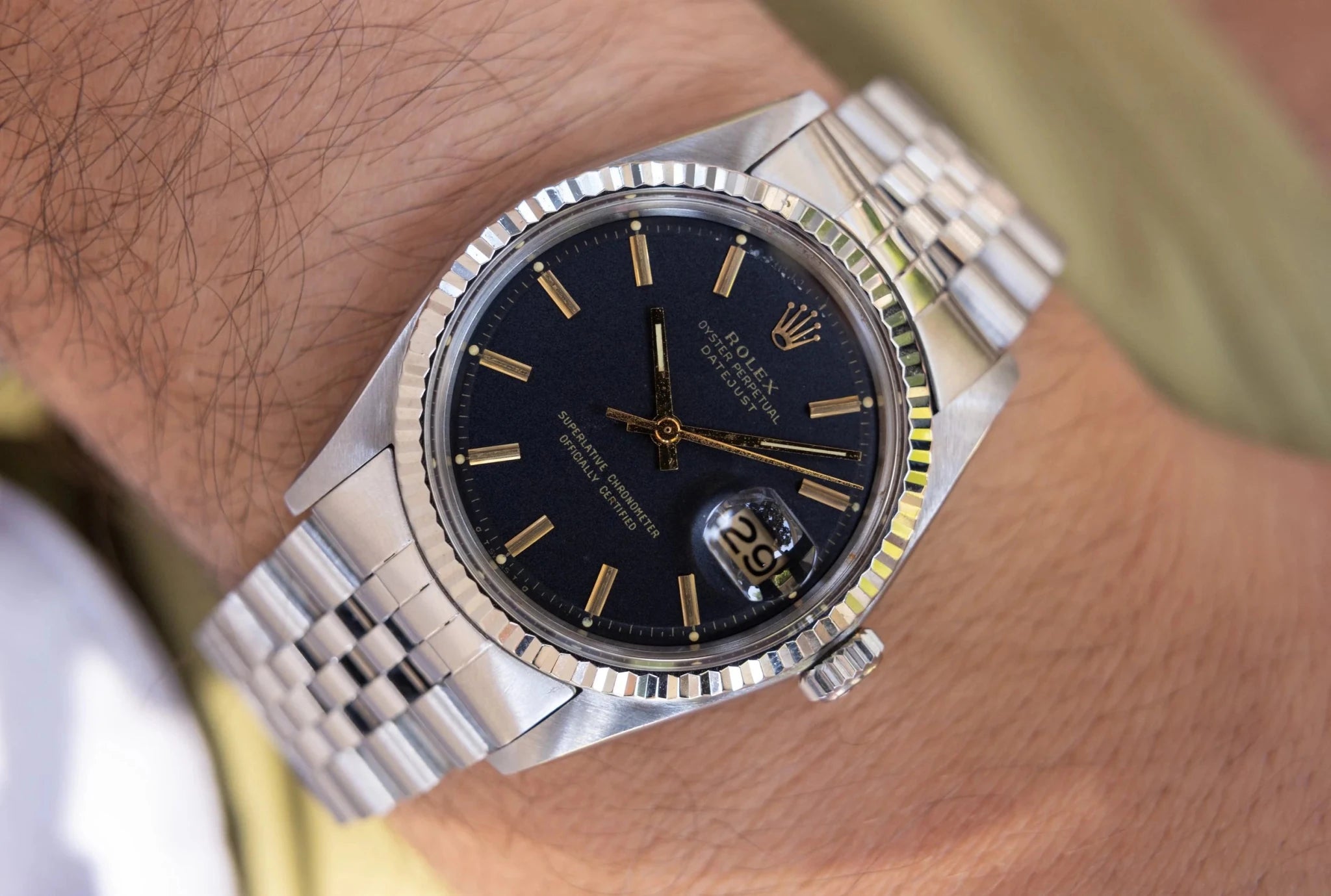 1974 Rolex Datejust Ref. 1601 | Rare Black and Gold Dial - Sierra Time Co