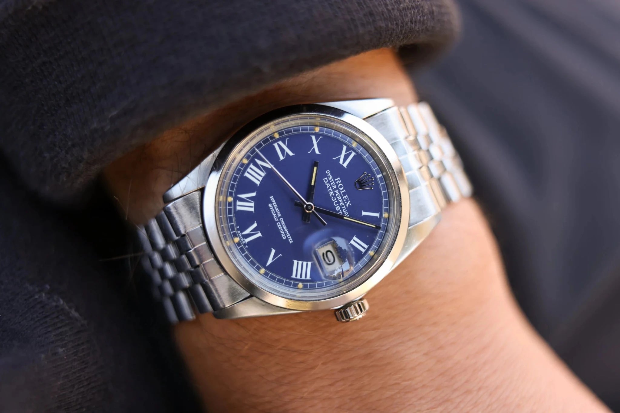 1975 Rolex Datejust Ref. 1600 | Blue Buckley Dial - Sierra Time Co