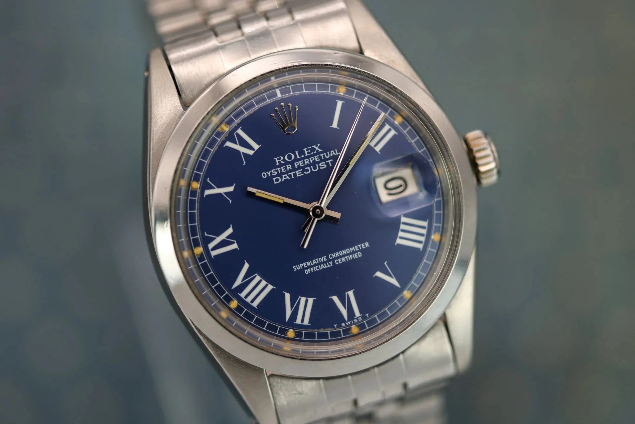 1975 Rolex Datejust Ref. 1600 | Blue Buckley Dial - Sierra Time Co