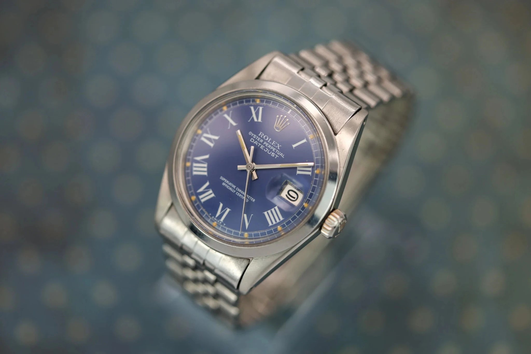 1975 Rolex Datejust Ref. 1600 | Blue Buckley Dial - Sierra Time Co